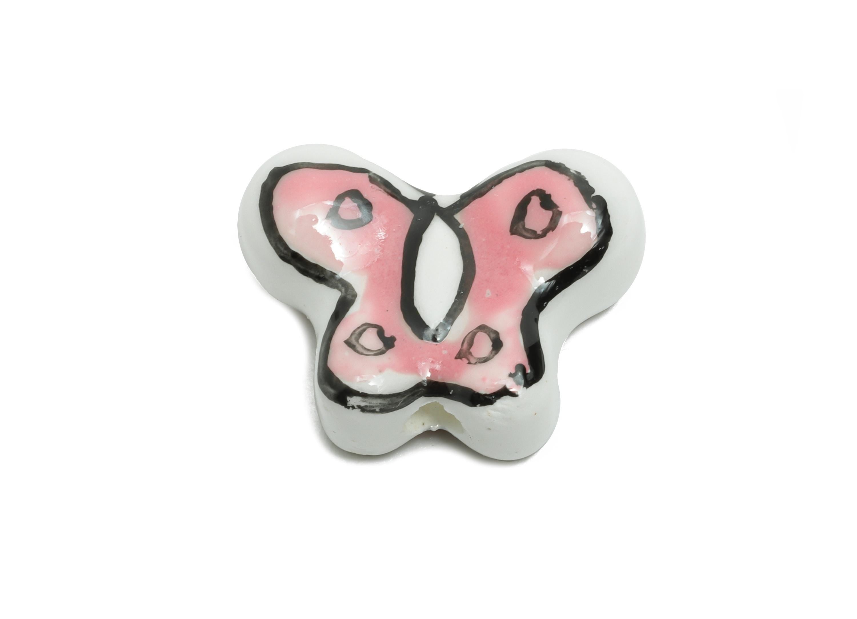 Glazed Ceramic Butterfly Beads - Handmade Beads Connectors - Whimsical Butterfly Component - DIY Jewelry Beads - 13.53x17.36x7.13mm - NS2818 - DOMEDBAZAAR