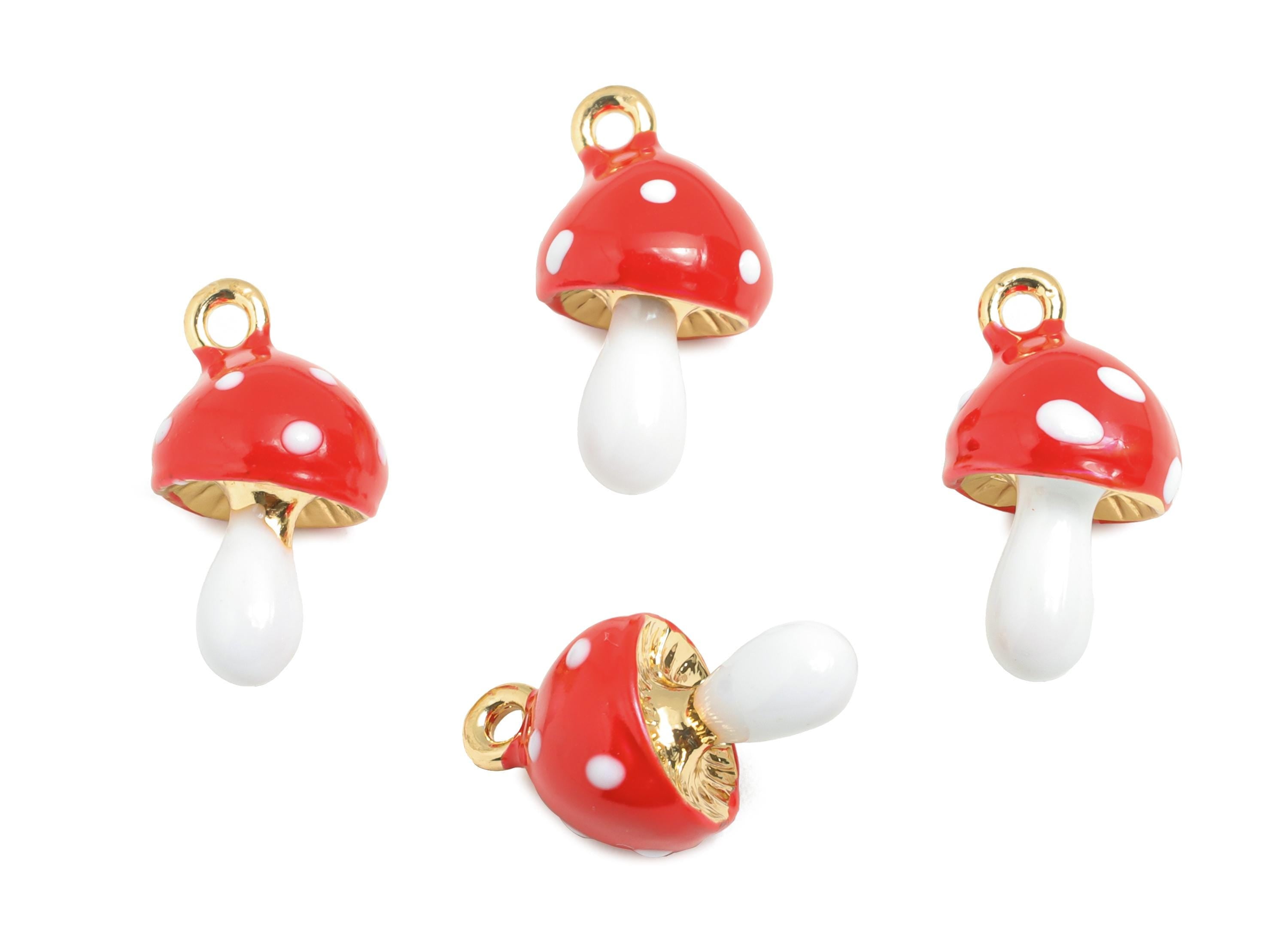 Alloy Mushroom Charms - Refined Enamel Charms for Bracelet - Fun Mushroom Design - DIY Enamel Jewelry Accessories - 15x8.35x8mm - ZZ2112