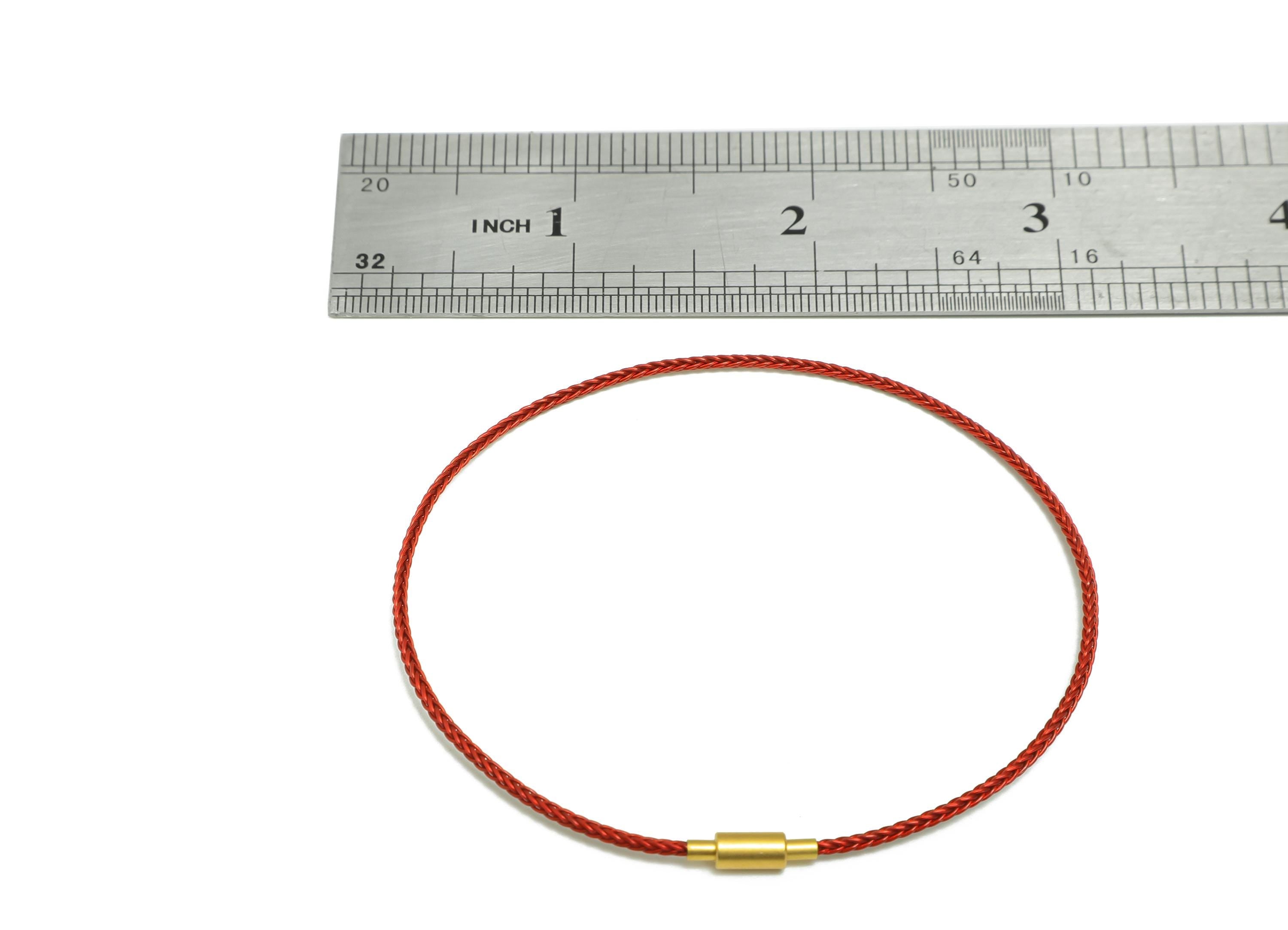 1.5mm Twisted Cable Bracelet - Red Stainless Steel 65cm DIY Beading Cord - Unisex Openable Clasp Bracelet Bangle - Bracelet Making - HM1071B - DOMEDBAZAAR