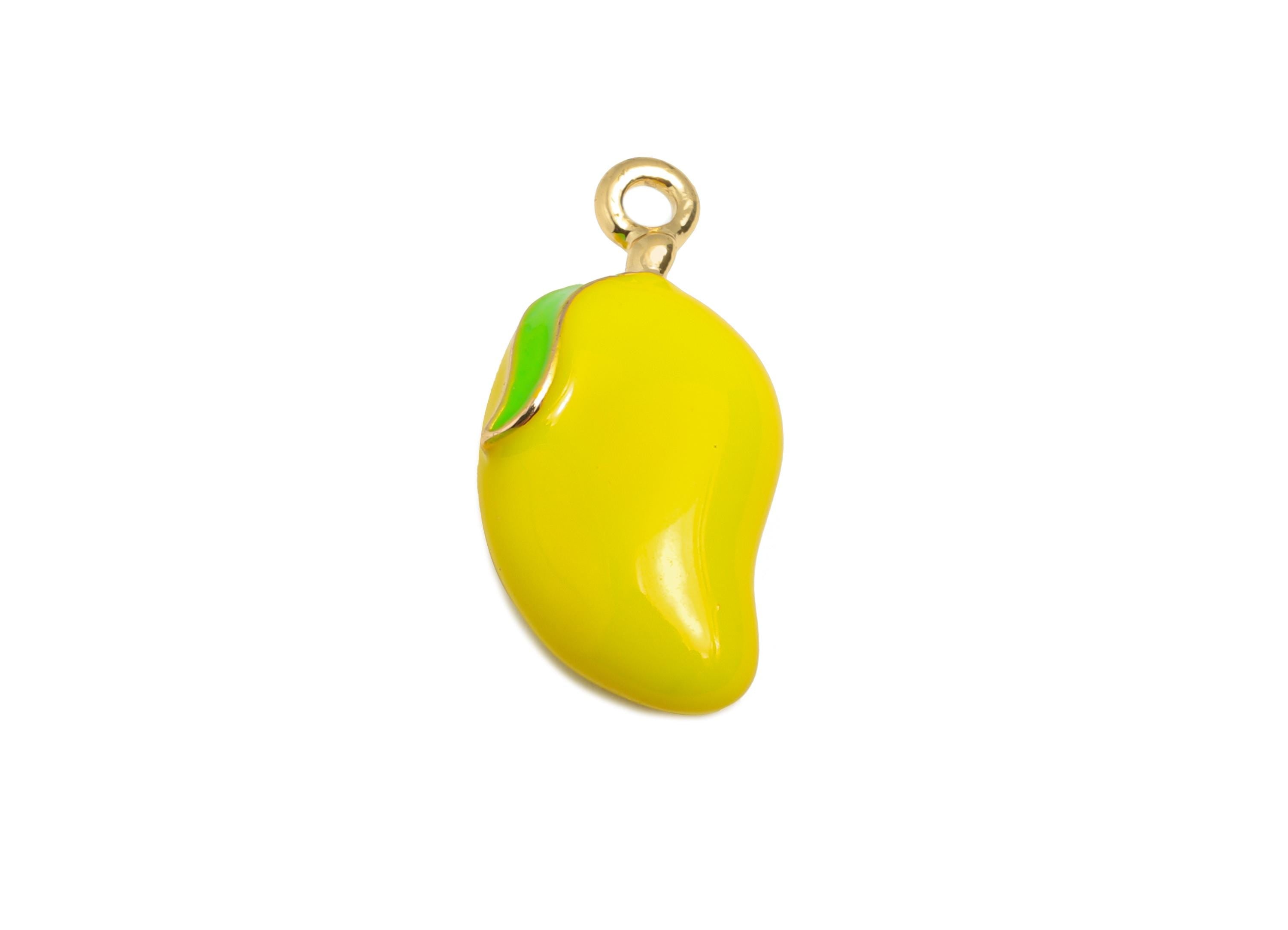 Alloy Mango Charms - Enamel Mango Bracelet Charms - Alloy Tropical Fruit Pendant - Jewelry Making Supplies - 19.94x9.87x5.69mm - ZZ2131
