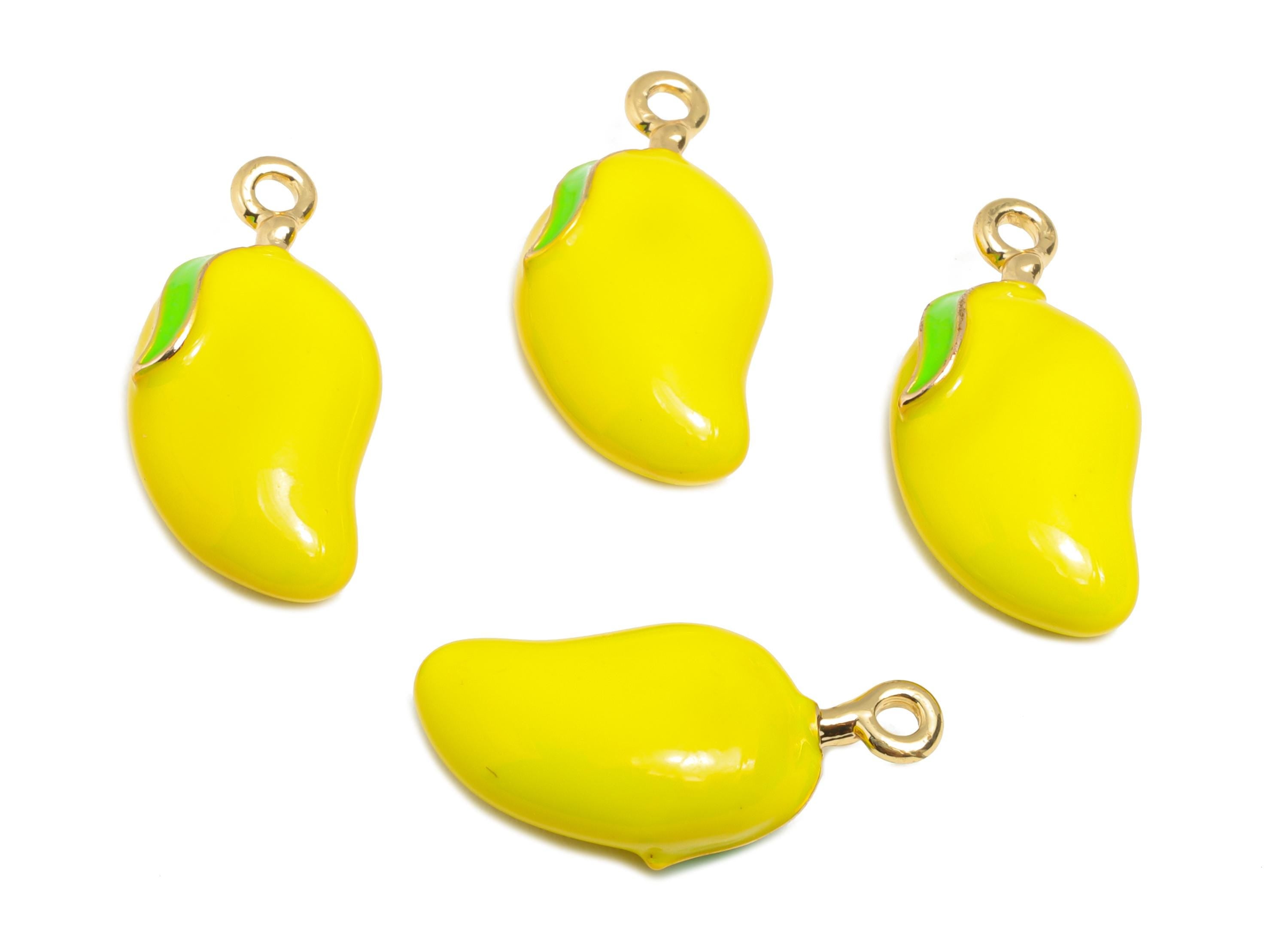 Alloy Mango Charms - Enamel Mango Bracelet Charms - Alloy Tropical Fruit Pendant - Jewelry Making Supplies - 19.94x9.87x5.69mm - ZZ2131