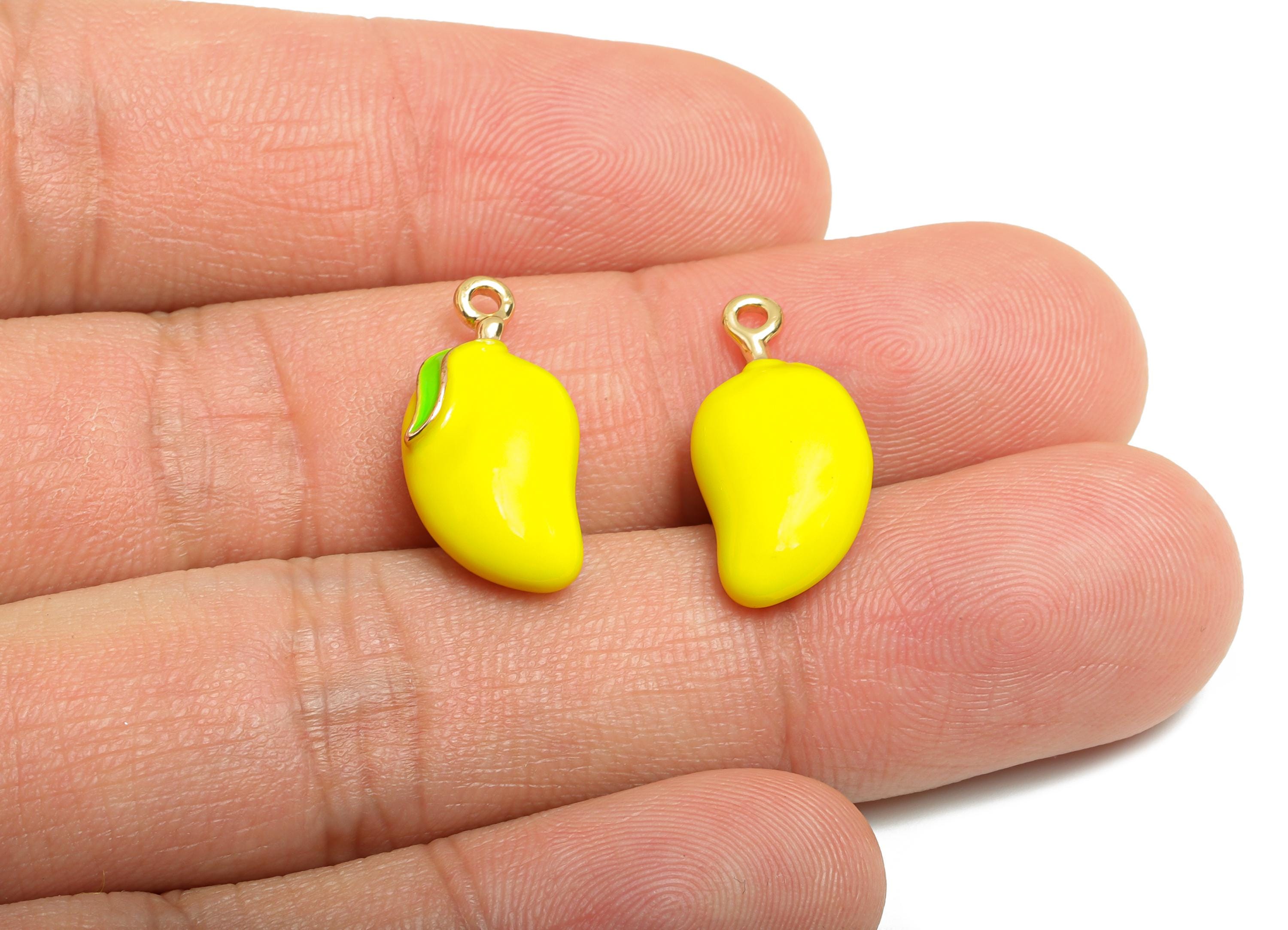 Alloy Mango Charms - Enamel Mango Bracelet Charms - Alloy Tropical Fruit Pendant - Jewelry Making Supplies - 19.94x9.87x5.69mm - ZZ2131