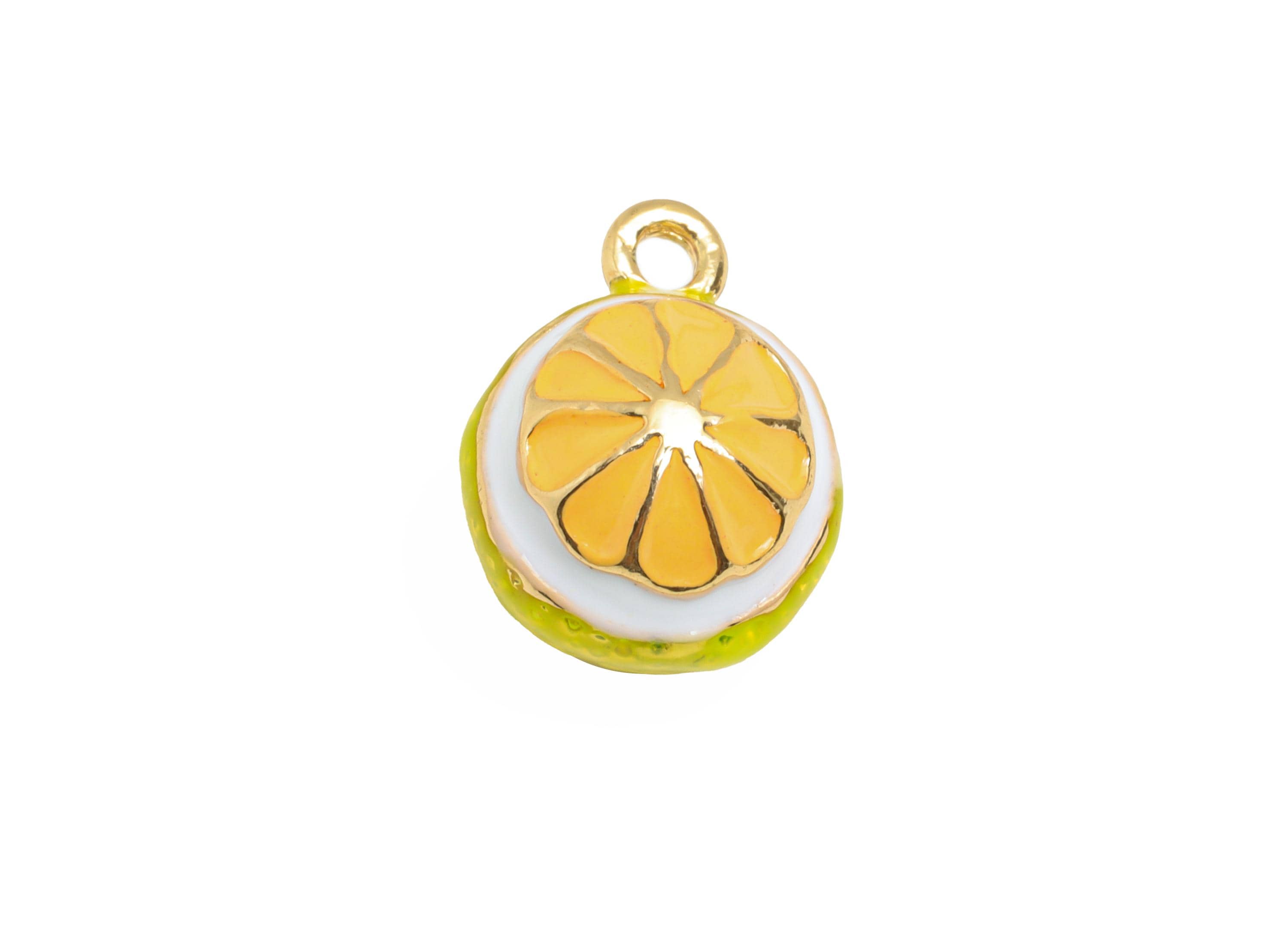 Alloy Lemon Charm - Enamel Lemon Bracelet Charm - Alloy Nature-Inspired Fruit Pendant - Jewelry Making Supplies - 13.24x10x9.07mm - ZZ2125