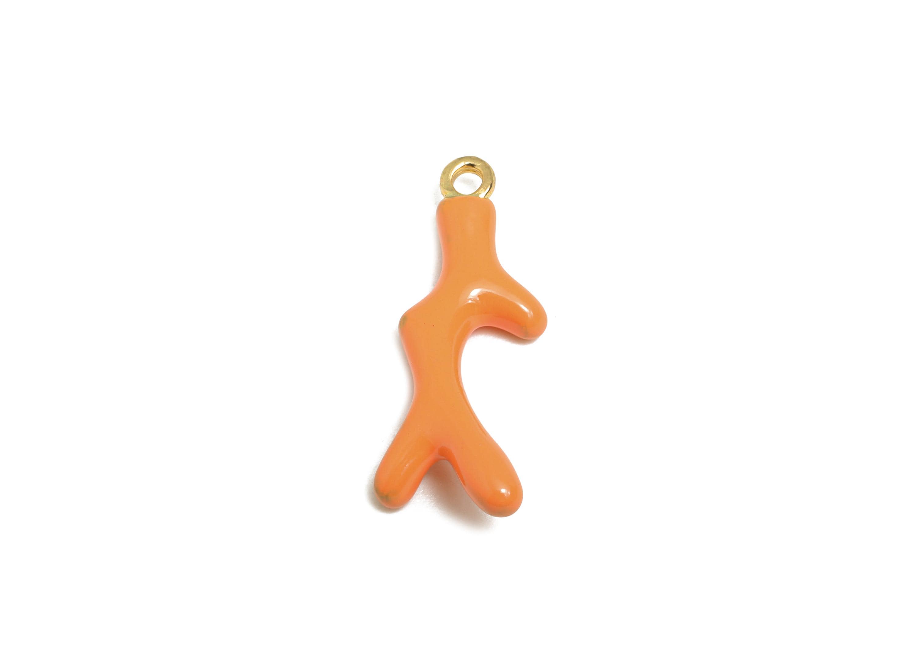 Alloy Coral Charm - Enamel Marine Life Bracelet Charm - Minimalist Coral Design - Alloy Craft Pendant - Jewelry Making - 23x8x2.9mm - ZZ2104