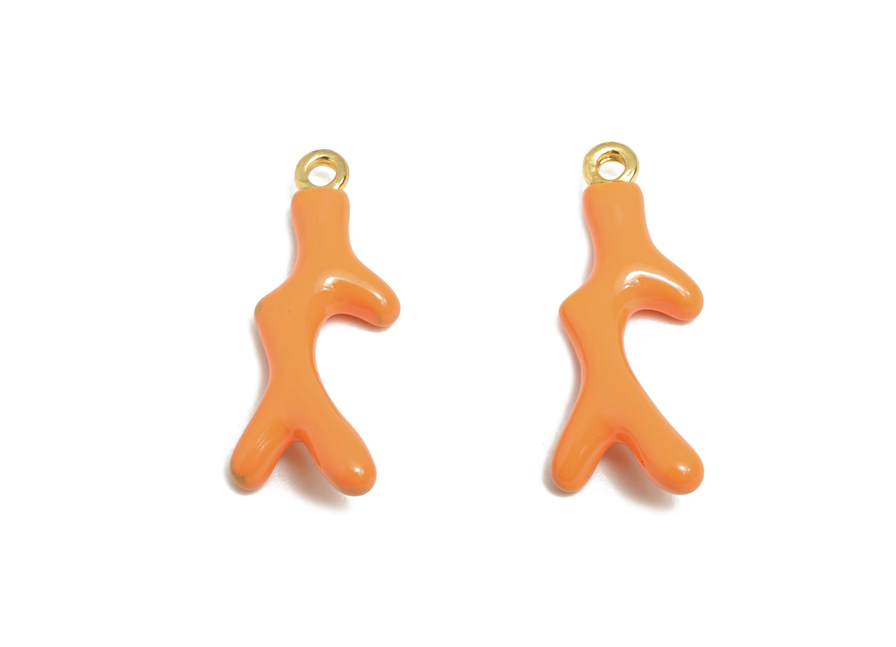 Alloy Coral Charm - Enamel Marine Life Bracelet Charm - Minimalist Coral Design - Alloy Craft Pendant - Jewelry Making - 23x8x2.9mm - ZZ2104