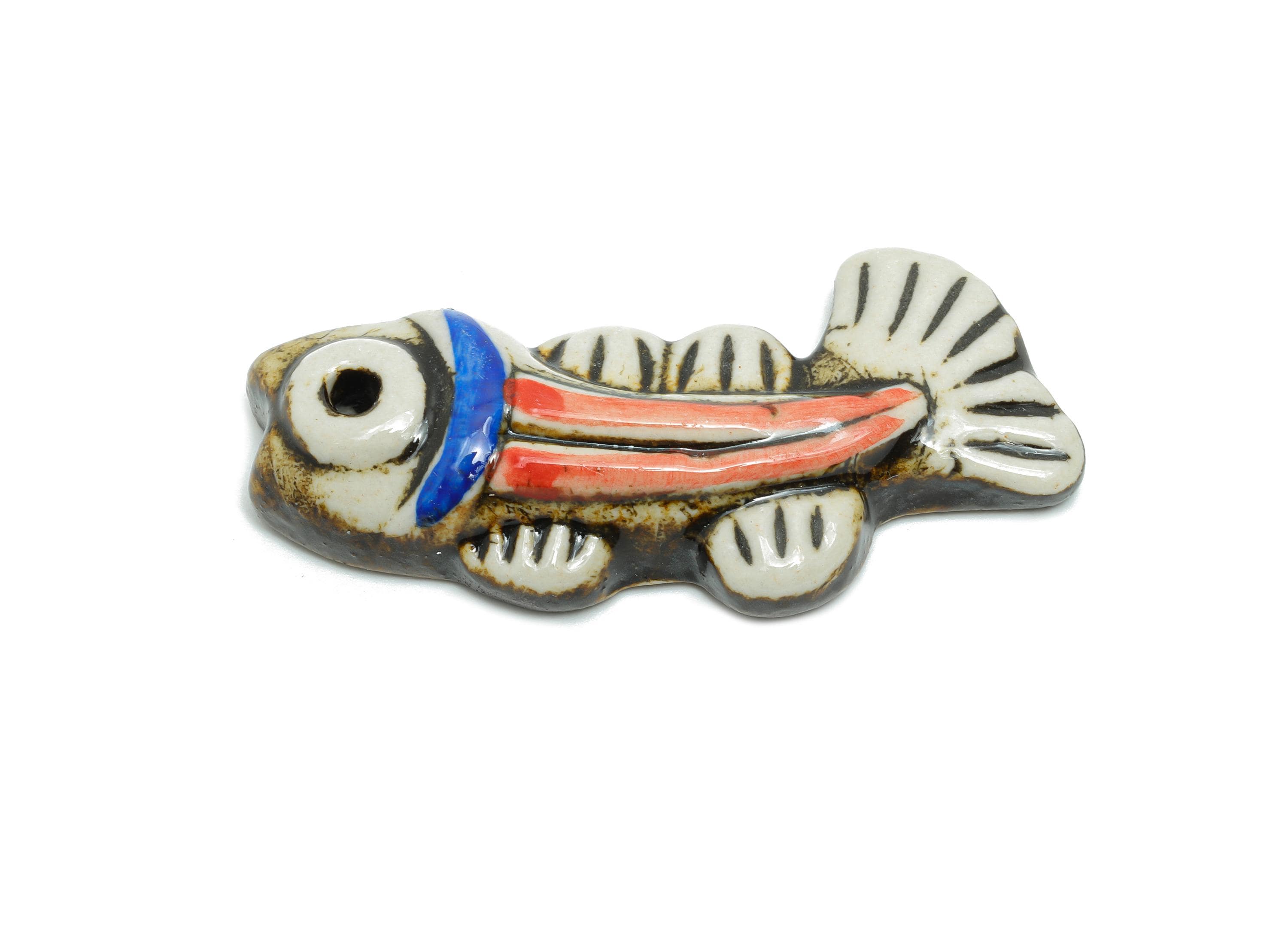 Glazed Ceramic Fish Beads - Craft Beads for Necklace Pendant - Marine Life Beads - Handmade  Making Supplies - 57x20x10mm - NS2788 - DOMEDBAZAAR