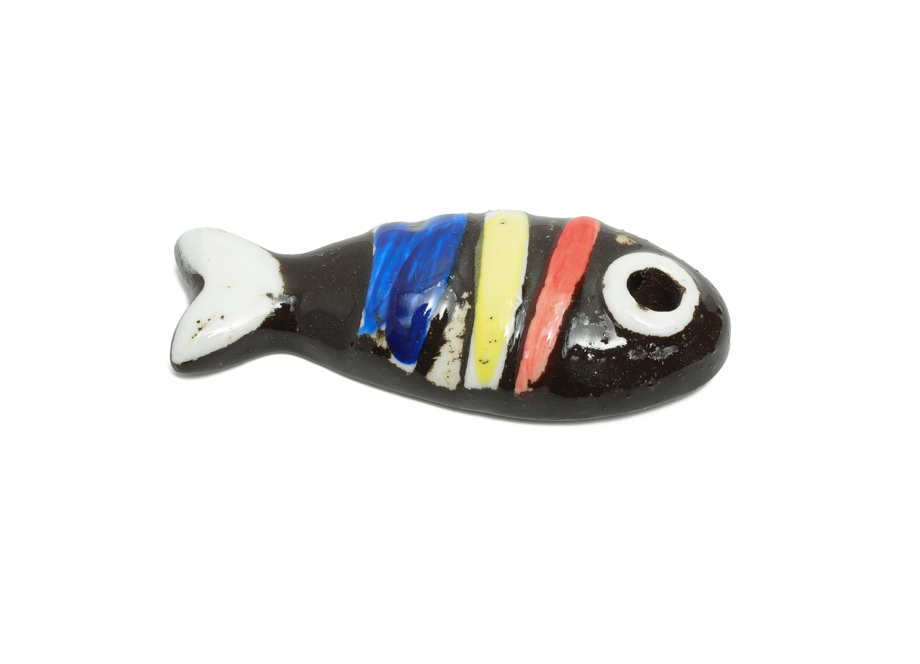 Glazed Ceramic Fish Beads - Craft Beads for Necklace Pendant - Cute Marine Life Beads - Handmade  Making Supplies - 59x22x11.08mm- NS2790 - DOMEDBAZAAR
