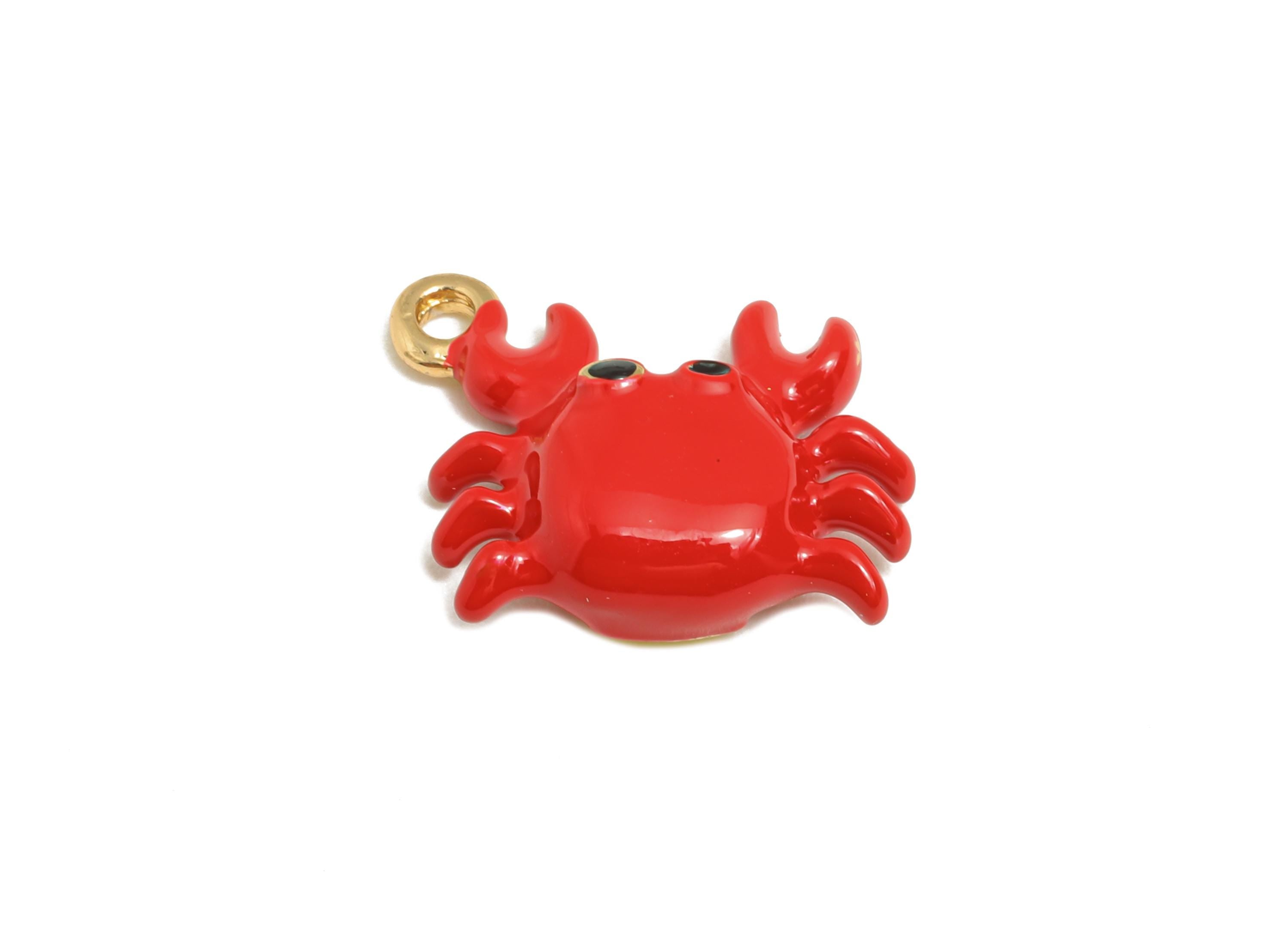 Alloy Crab Charms - Enamel Marine Life Bracelet Charm - Funny Crab Design - Alloy Craft Pendant - Jewelry Making - 11.6x13.8x4.37mm - ZZ2120