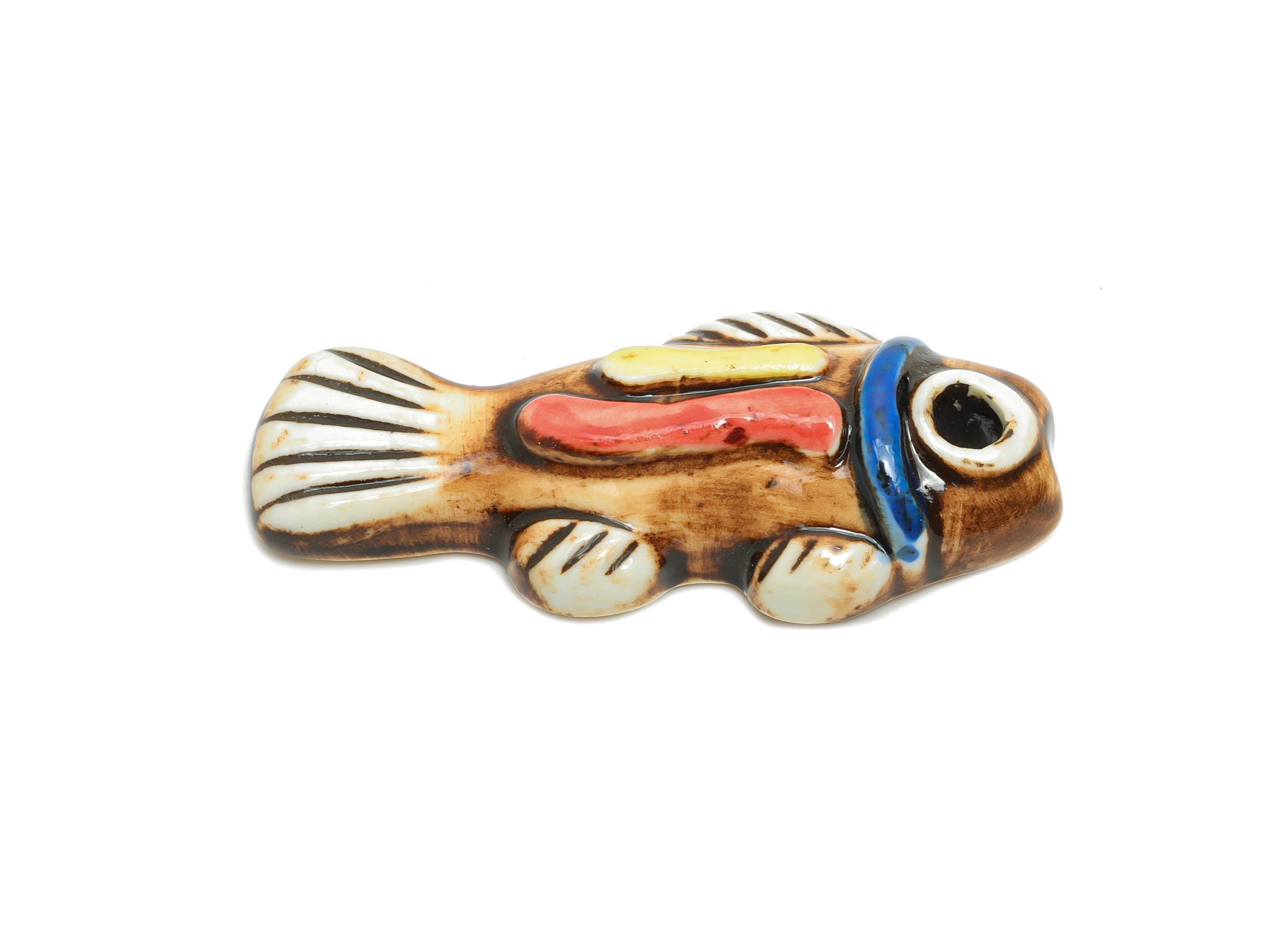 Glazed Ceramic Fish Beads - Craft Beads for Necklace Pendant - Cute Marine Life Beads - Handmade  Making Supplies - 60x25.9x11.95mm - NS2779 - DOMEDBAZAAR