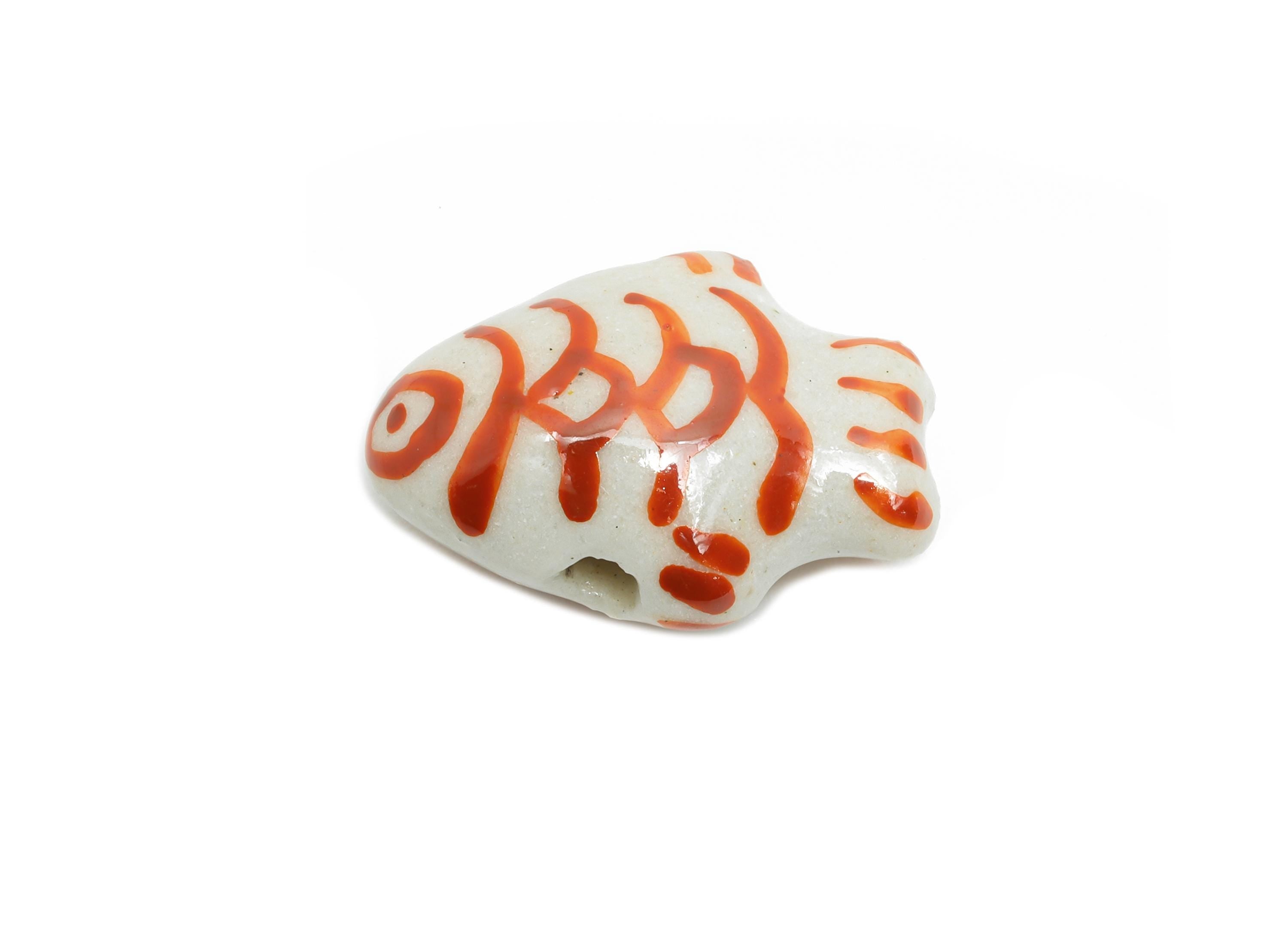 Glazed Ceramic Fish Beads - Craft Beads for Necklace or Bracelet - Marine Colorful Beads - Handmade Making Jewelry - 19x14x9.09mm - NS2768 - DOMEDBAZAAR
