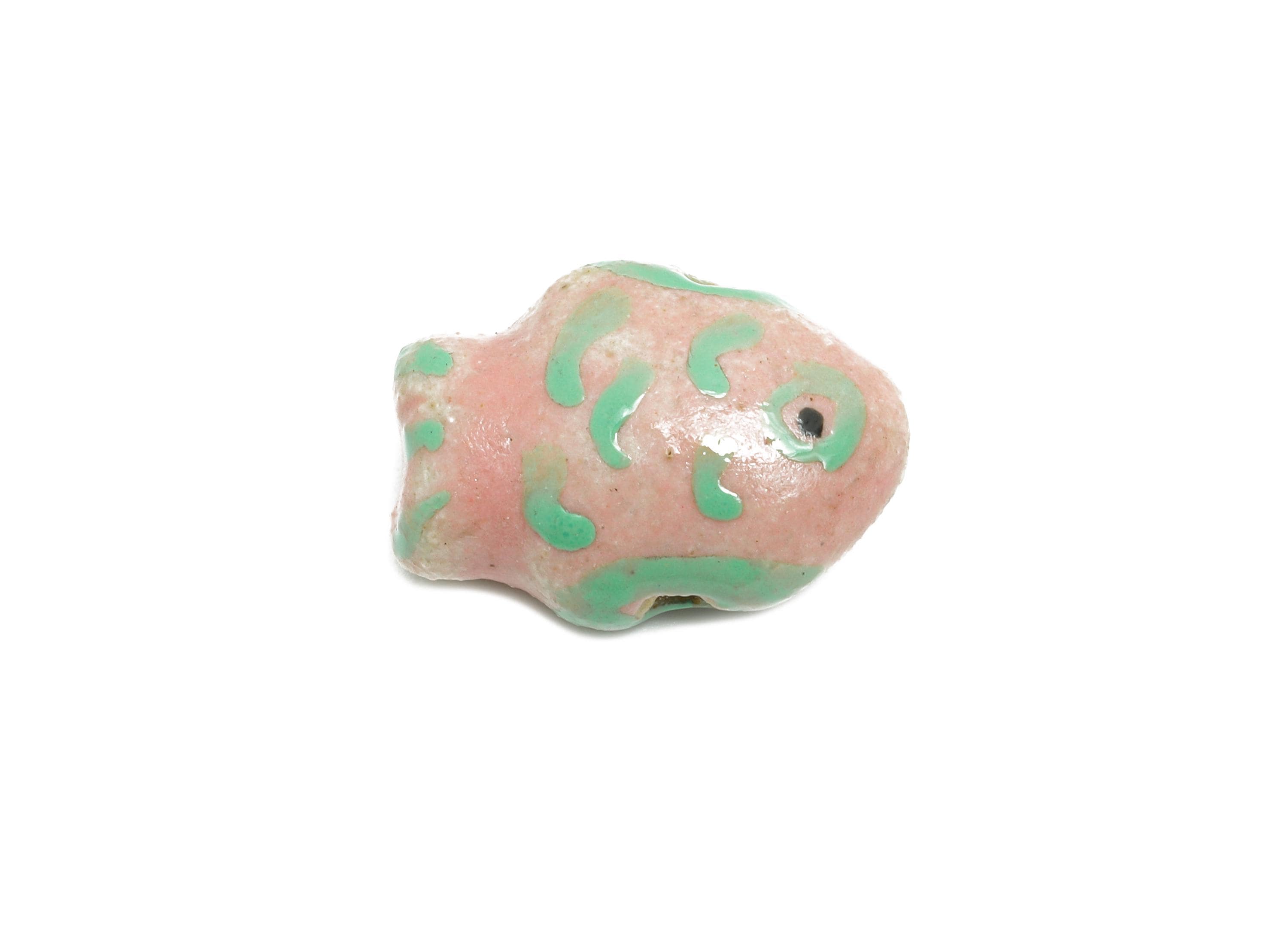 Glazed Ceramic Fish Beads - Craft Beads for Necklace or Bracelet - Marine Colorful Beads - Handmade Making Jewelry - 17x13x8.41mm - NS2766 - DOMEDBAZAAR