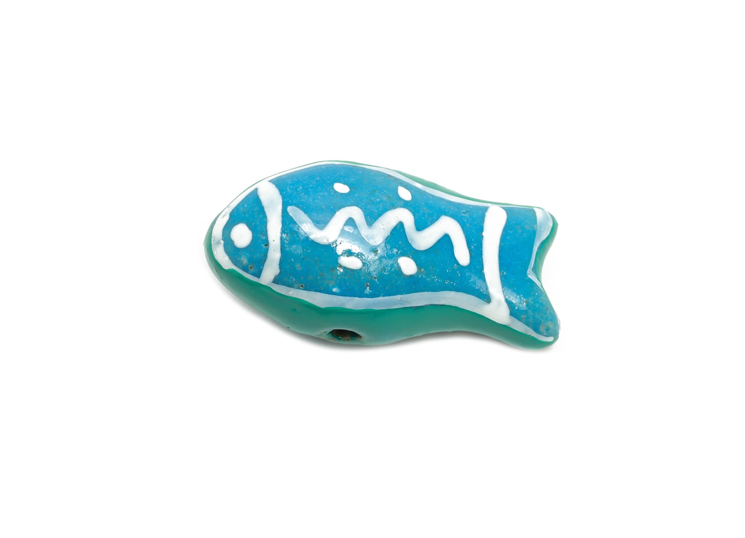 Glazed Ceramic Fish Bead - Colorful Craft Beads for Necklace or Bracelet - Marine Life Bead - Handmade Jewelry Making - 21x11x9mm - NS2849 - DOMEDBAZAAR