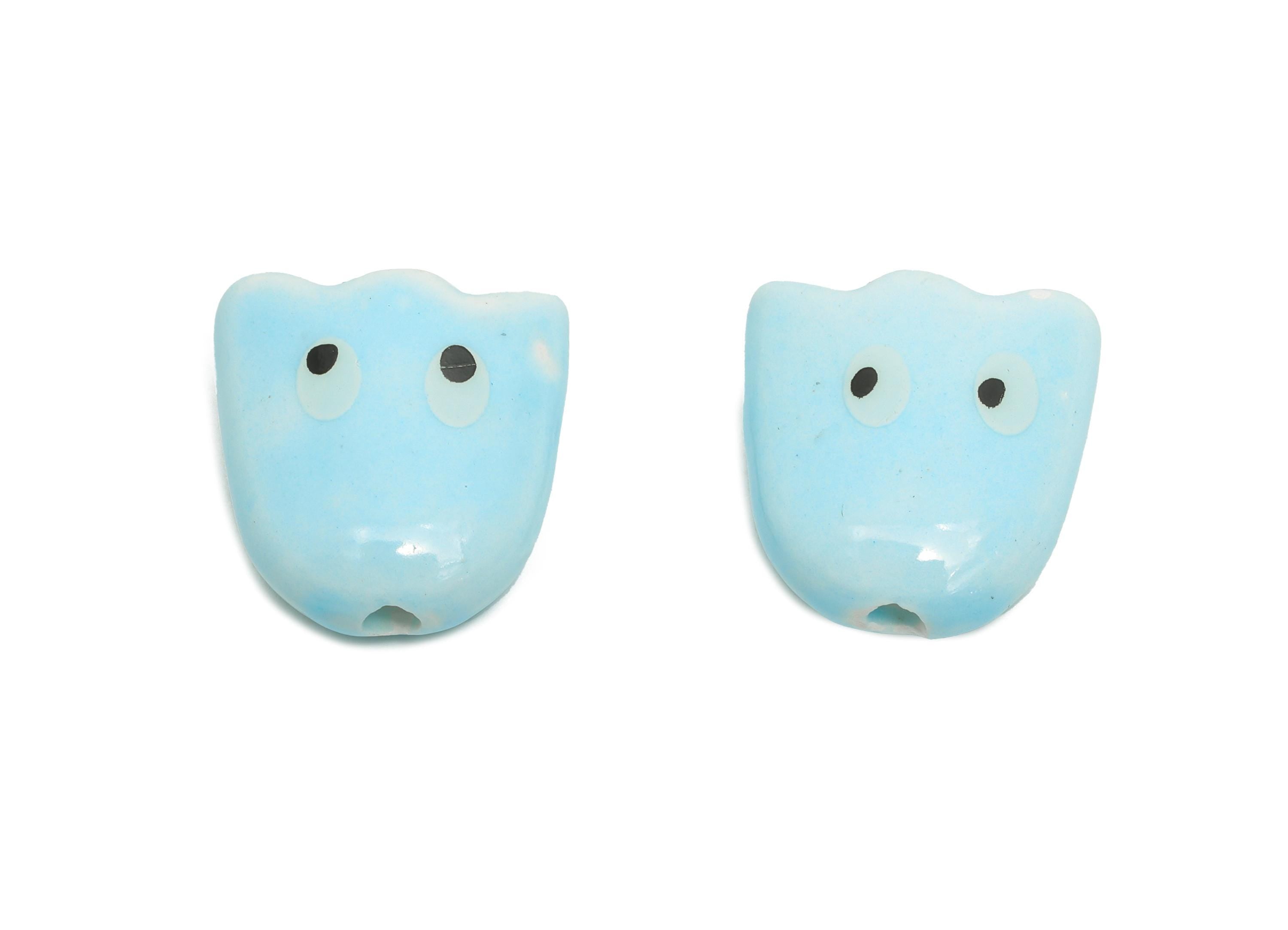 Glazed Ceramic Ghost Bead - Whimsical Handmade Ghost Bead - Quirky Halloween Accessories - Ceramic Beads Jewelry DIY - 15.9x15x7mm - NS2860C - DOMEDBAZAAR