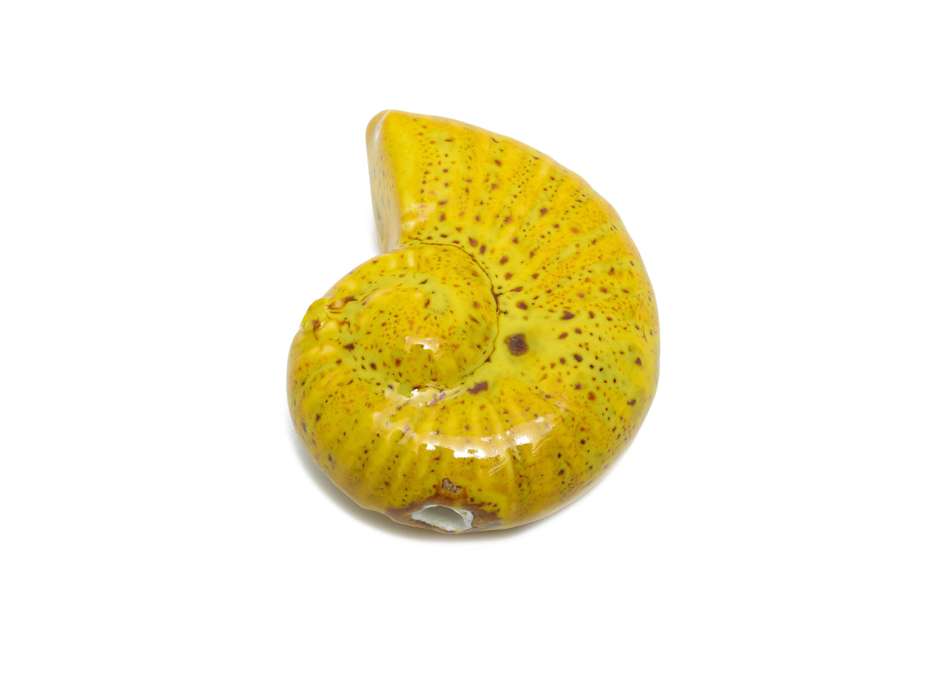 Glazed Ceramic Conch Bead - Craft Large Spiral Beads for Necklace - Beach Themed Artisan Bead - Handmade Jewelry - 41.68x33.99x19mm - NS2799 - DOMEDBAZAAR