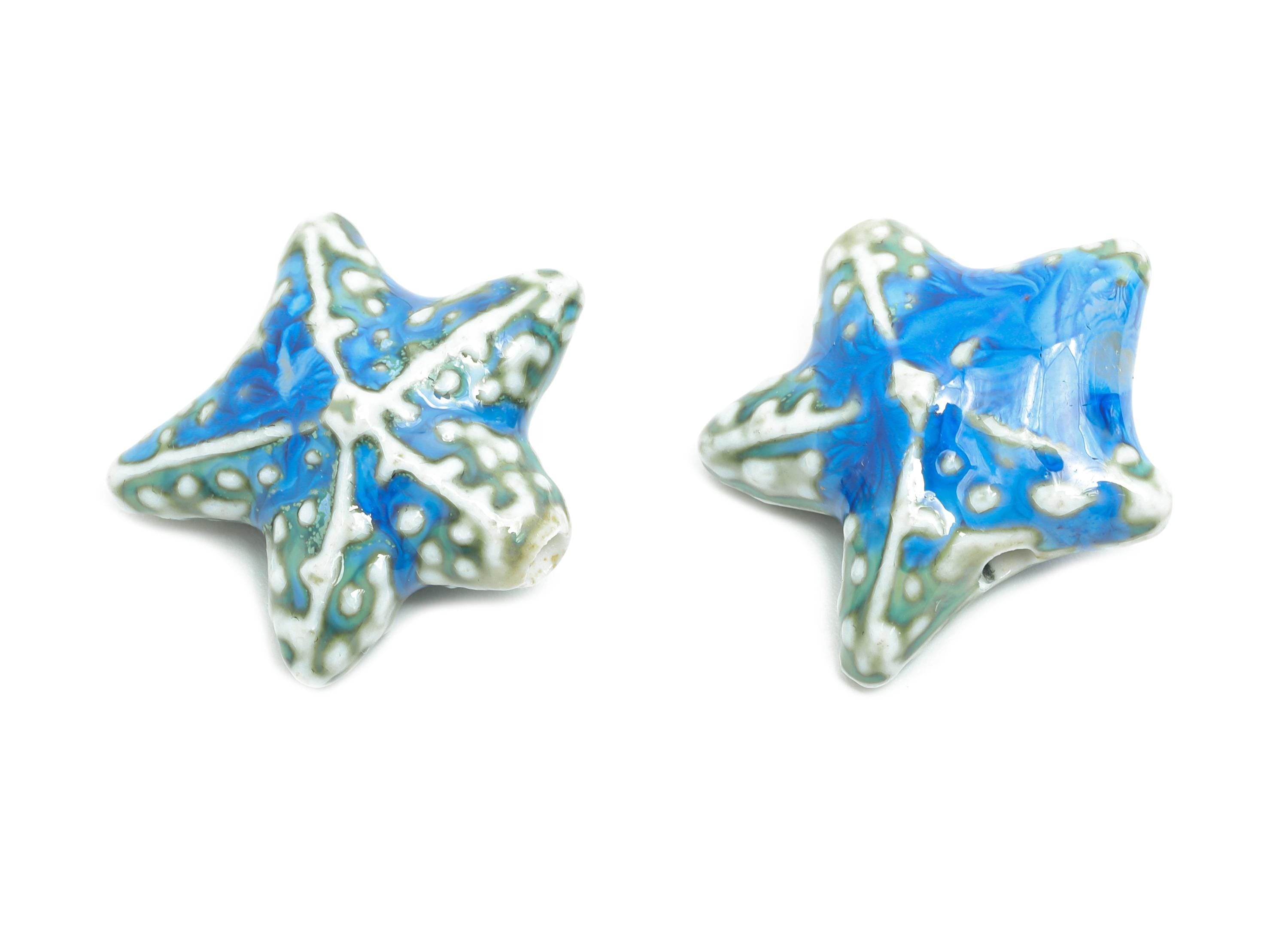 Glazed Ceramic Starfish Bead - Starfish Ceramic Bead - Marine Life Bead for Jewelry Making - Nautical Starfish Pendant - 21x20x9mm - NS2772 - DOMEDBAZAAR