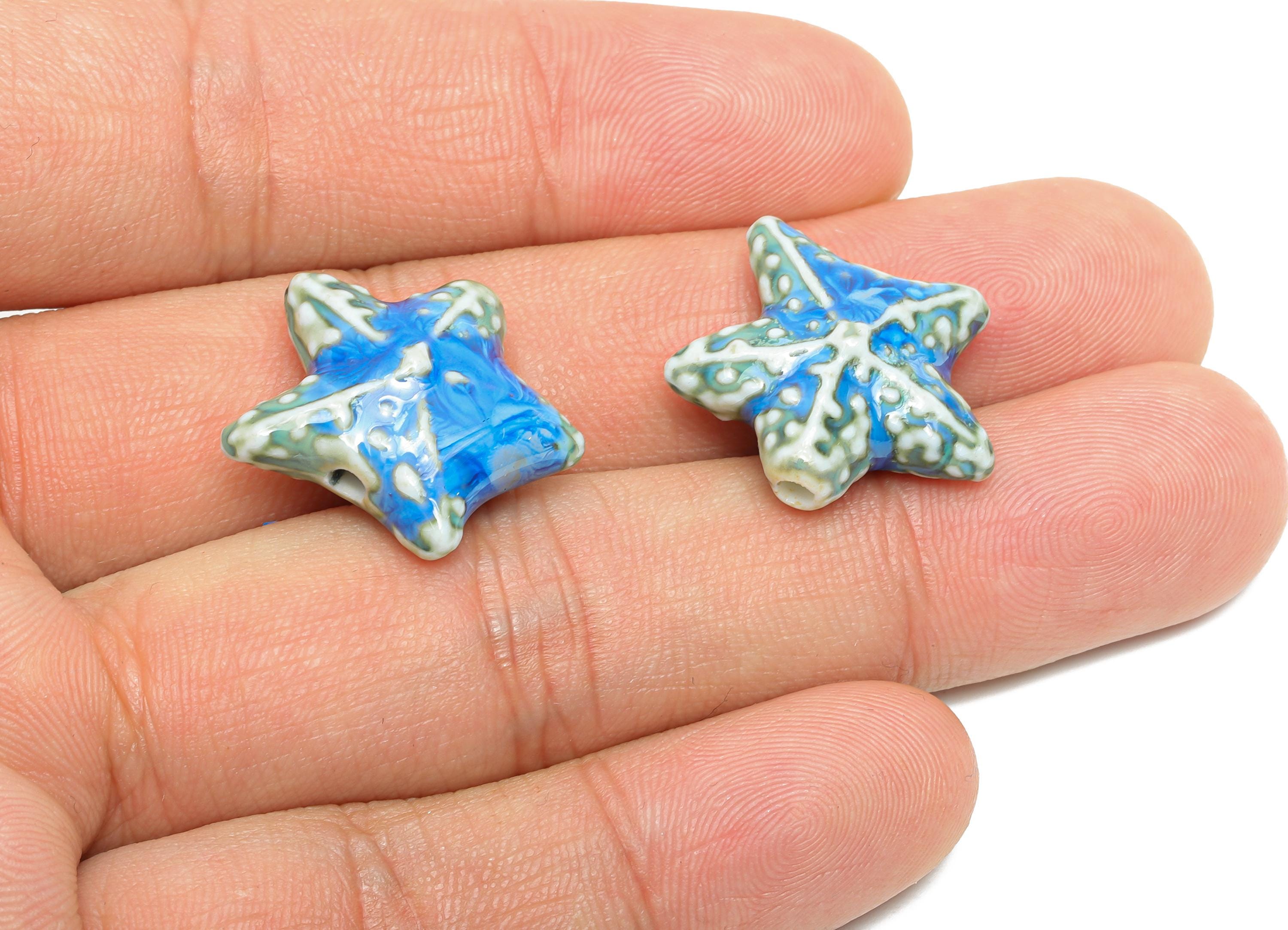 Glazed Ceramic Starfish Bead - Starfish Ceramic Bead - Marine Life Bead for Jewelry Making - Nautical Starfish Pendant - 21x20x9mm - NS2772 - DOMEDBAZAAR