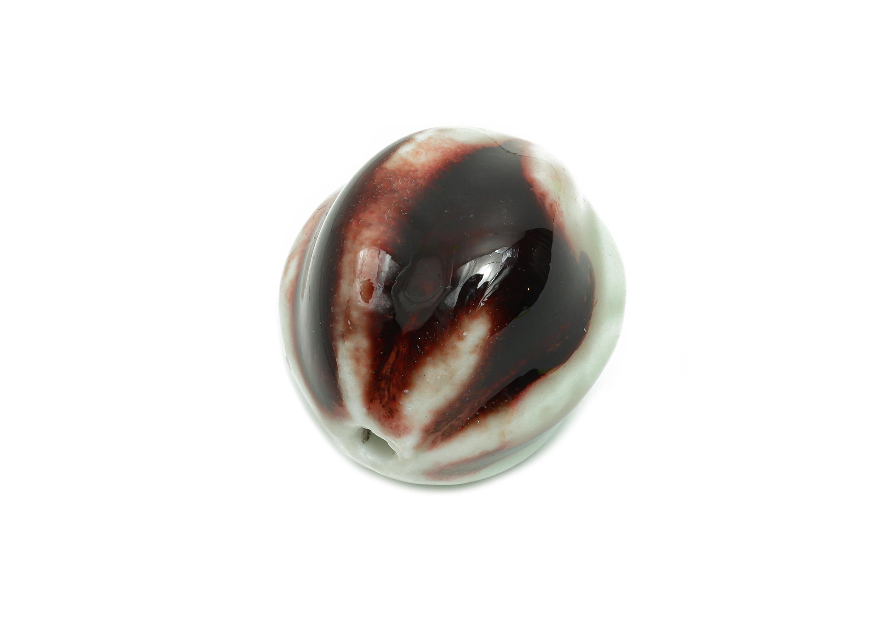 Striped Oval Ceramic Bead - Craft Beads for Necklace or Bracelet - Rustic Artisan - Textured Ceramic  Making Supplies - 27x25x25mm - NS2814 - DOMEDBAZAAR