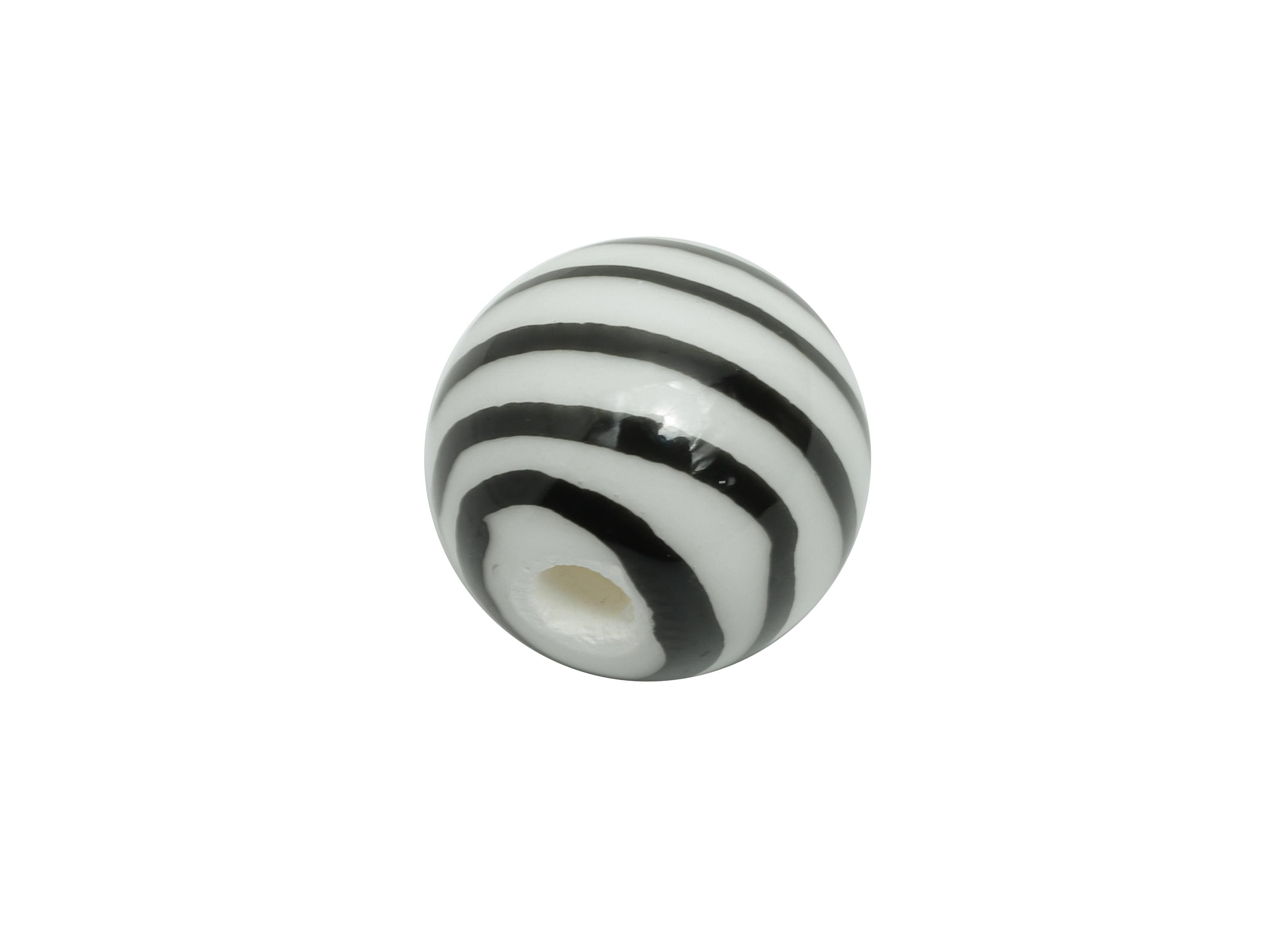 Black Striped Ceramic Beads - Colorful Handmade Beads - Boho Chic Ceramic Beads for Bracelet - Striped Bead Making - 12x12.28x12mm - NS2858E - DOMEDBAZAAR
