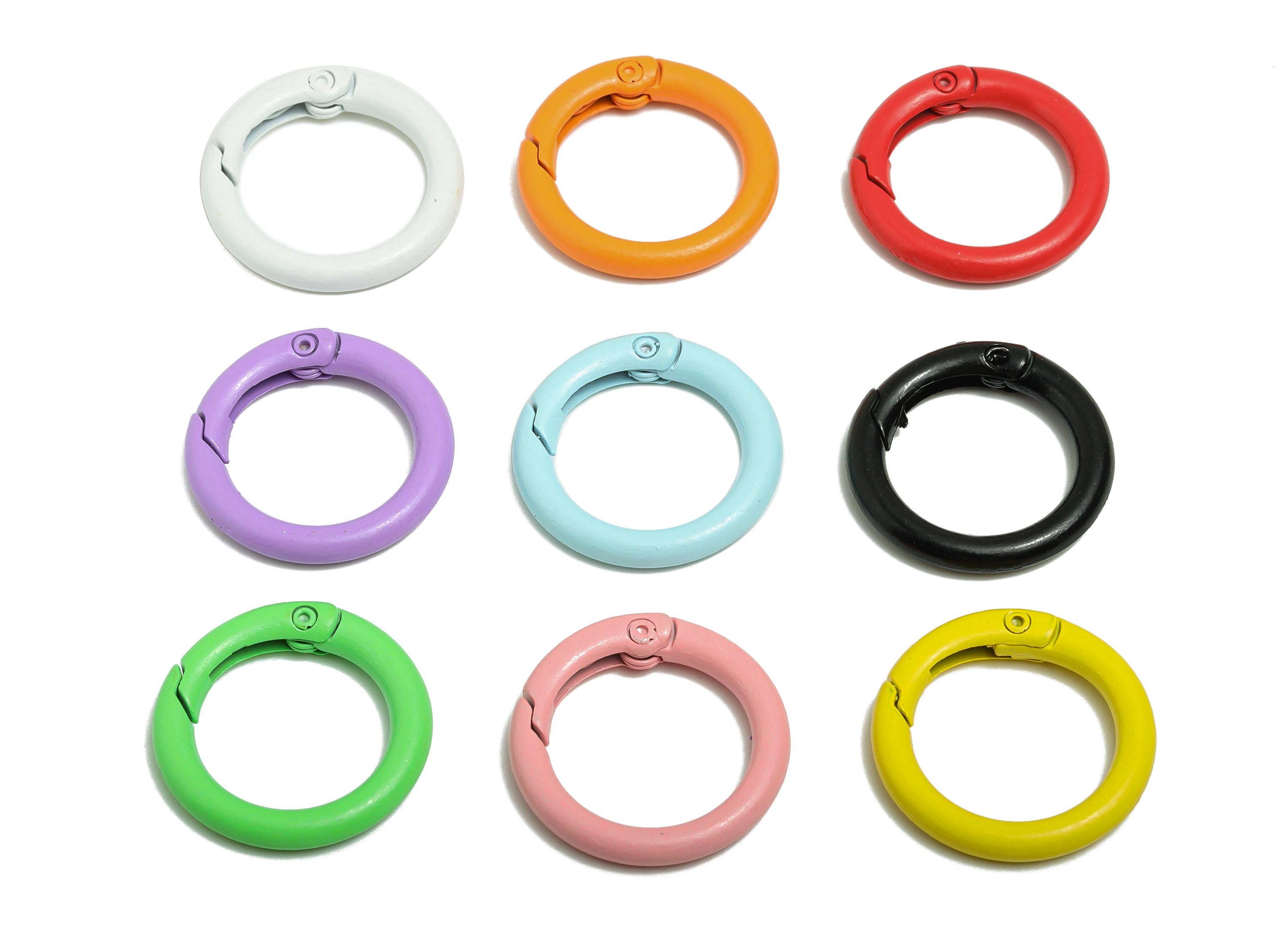 Alloy Round Spring Clips - Colorful Spray Paint Metal Buckle Rings - Decorative Key Rings - Push Gate Snap Key Ring - 23.5x23x3.5mm - ZZ2053 - DOMEDBAZAAR