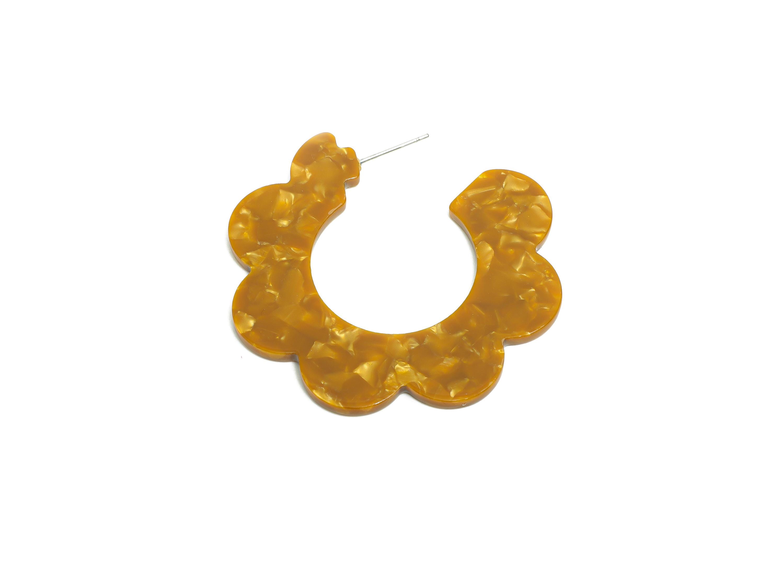 Acetate Flower Hoops Earring - Open Hoop Earrings Stud - Earring Post - Flower Hoop Earrings - Code: A661 - 51.51x49.51x2.5mm - AC2368-A661 - DOMEDBAZAAR