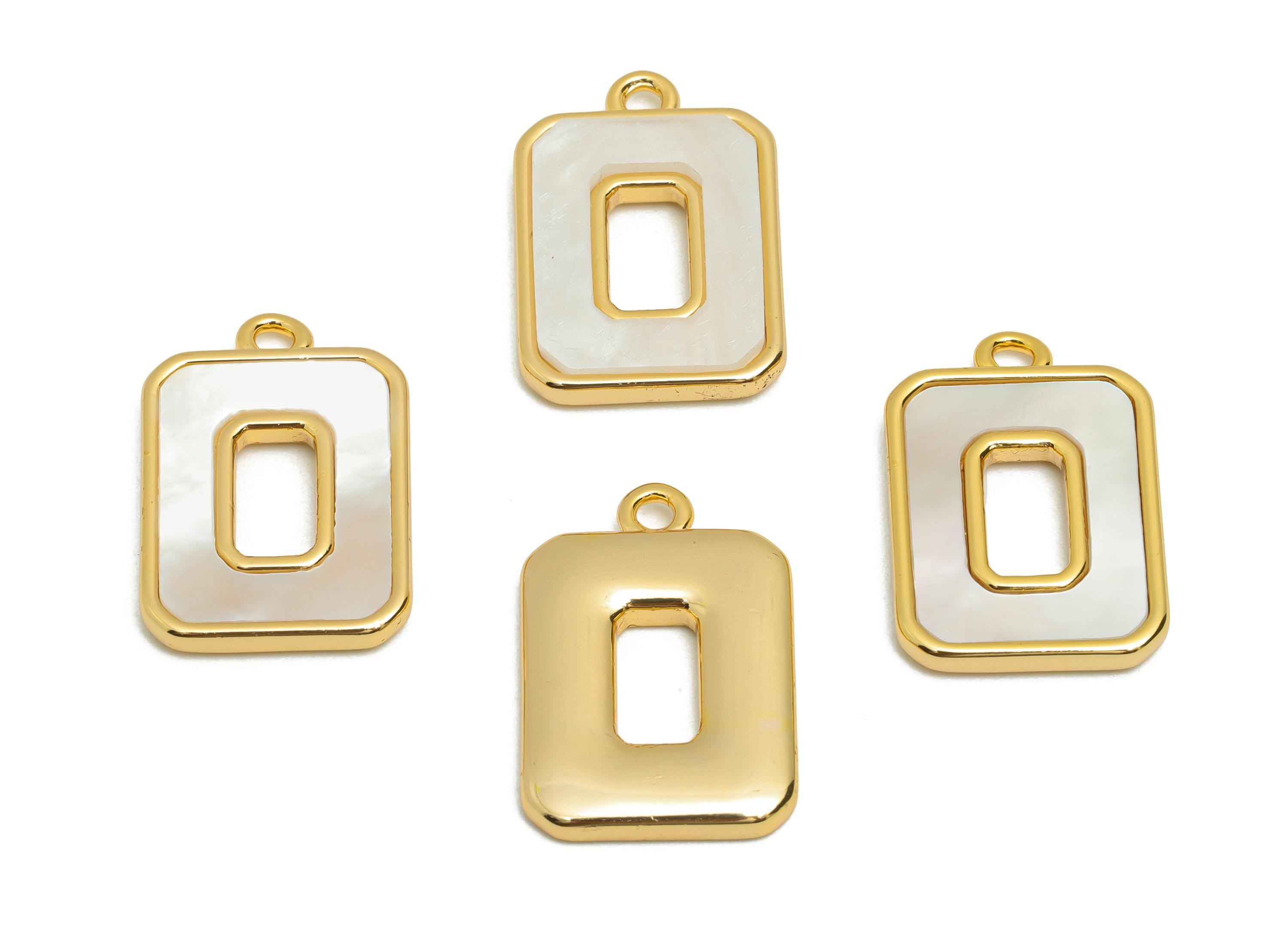 Brass Rectangle Shell Charm - Luxury Geometric Shell Pendant - Elegant Hollow Charm for Necklace - 18K Gold Plated - 19x13x3mm - RGP10839 - DOMEDBAZAAR