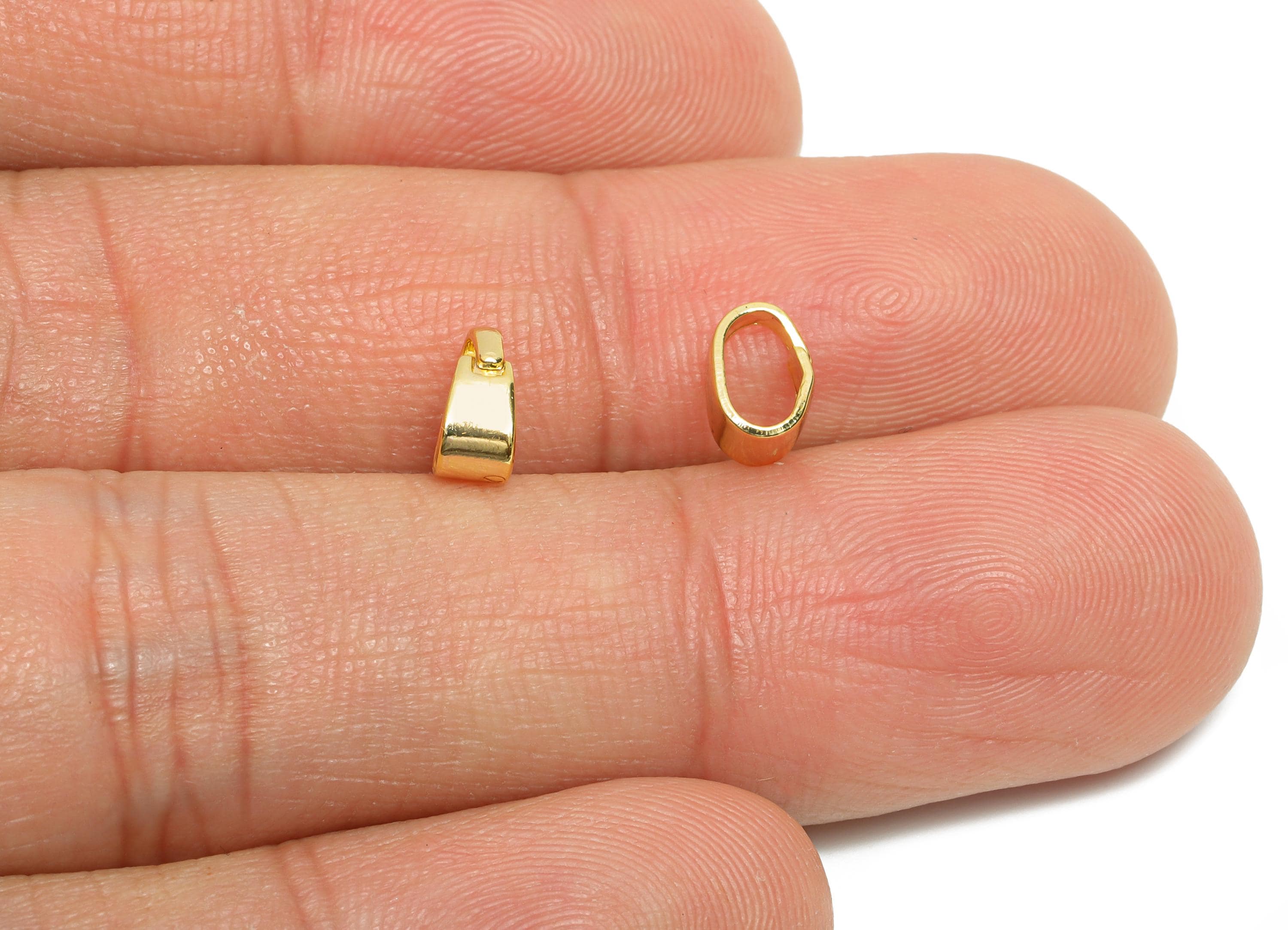 Brass Necklace Pendant Clasps - Gold Detachable Buckle Clasps for Pendant - For Necklace - 18K Real Gold Plated - 8x5.67x2.9mm - RGP10818 - DOMEDBAZAAR