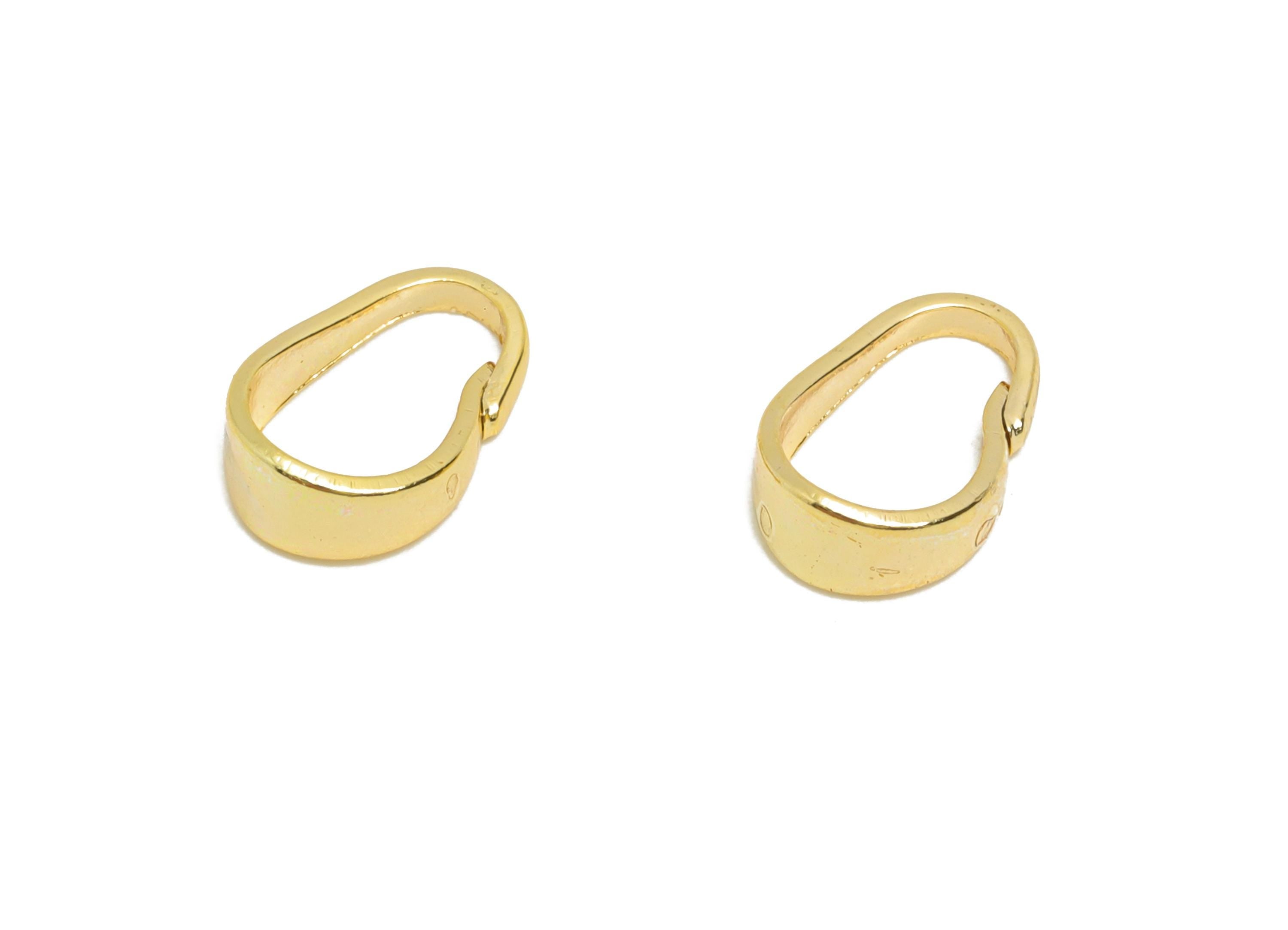 Brass Necklace Pendant Clasps - Gold Detachable Buckle Clasps for Pendant - For Necklace - 18K Real Gold Plated - 7x4.68x3.4mm - RGP10819 - DOMEDBAZAAR