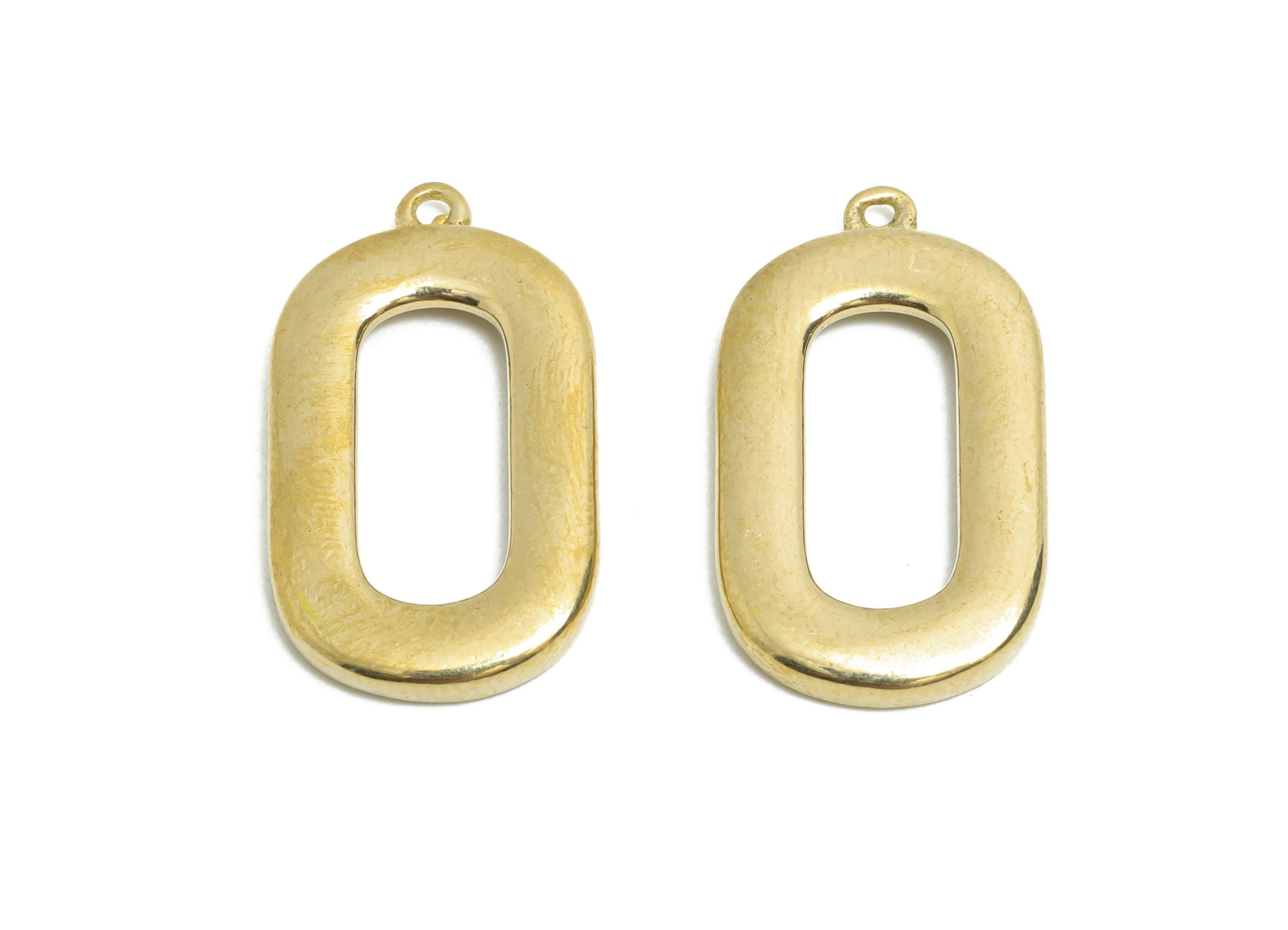 DIY Pendant Setting - Raw Brass Oval Rectangle Charm for Necklace - Rectangle Hollow Pendant -Customizable Jewelry Base - 22x13x2mm -PP11257 - DOMEDBAZAAR