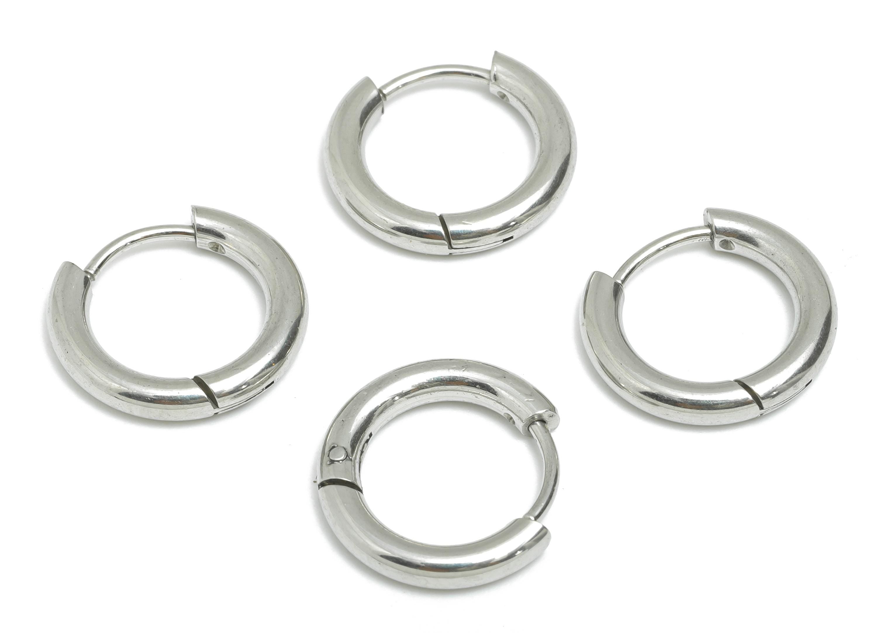 2.5*10mm Stainless Steel Hoop Earring - Minimalist Huggie Hoop Earring - Modern Clasp Hoop Earring - Everyday Wear - 15x15x2.5mm - SS1718-10 - DOMEDBAZAAR