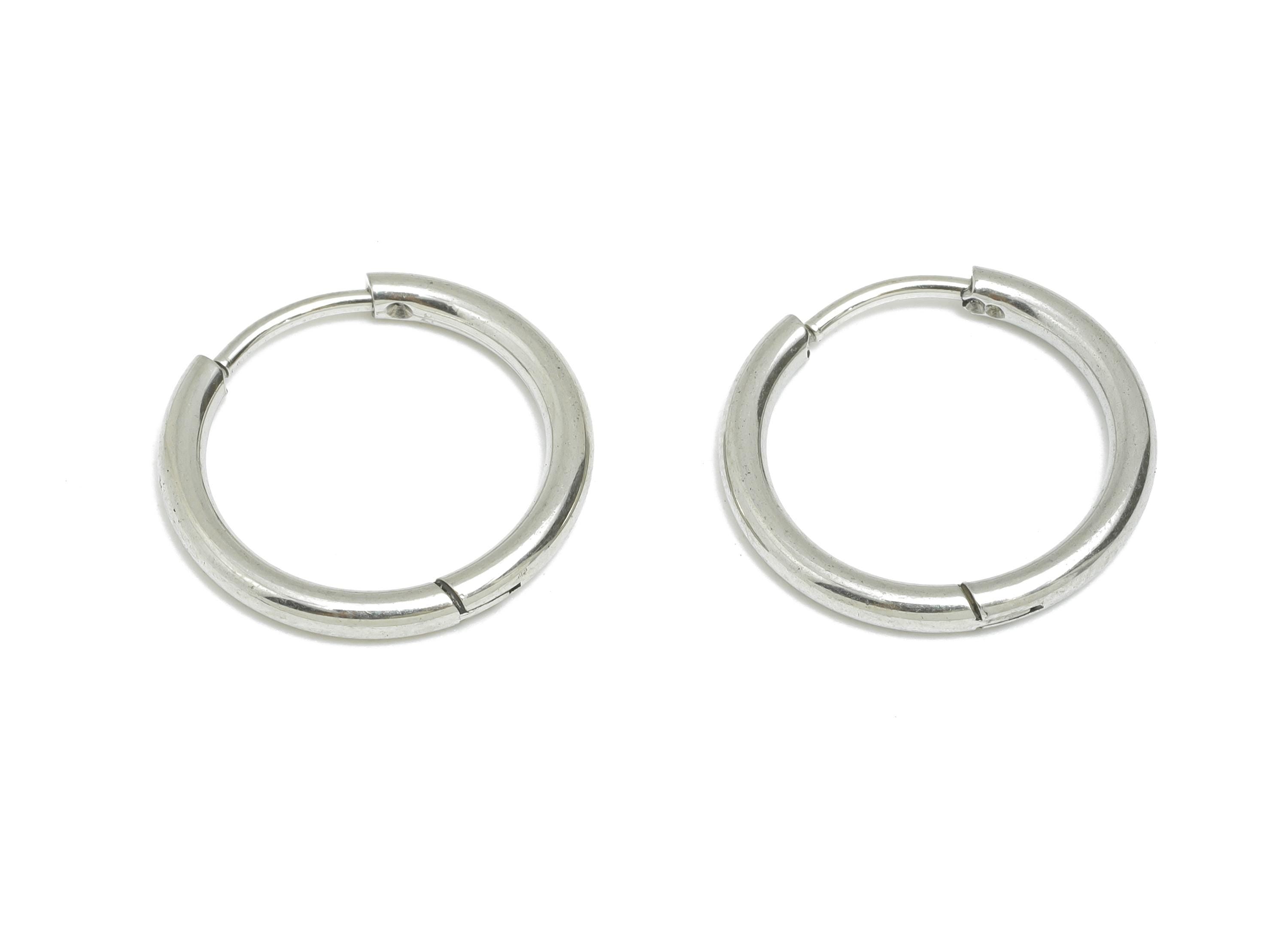 2*14mm Stainless Steel Hoop Earring - Minimalist Huggie Hoop Earring - Classic Clasp Hoop Earring - Everyday Wear - 18x18x2mm - SS1717-14 - DOMEDBAZAAR