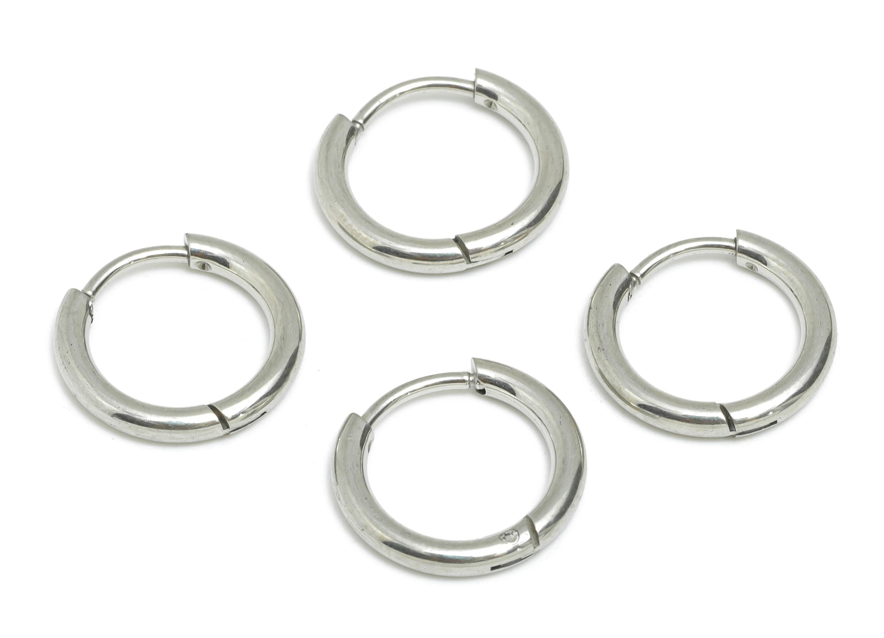 2*10mm Stainless Steel Hoop Earring - Minimalist Huggie Hoop Earring - Classic Clasp Hoop Earring - Everyday Wear - 14x14x2mm - SS1717-10 - DOMEDBAZAAR