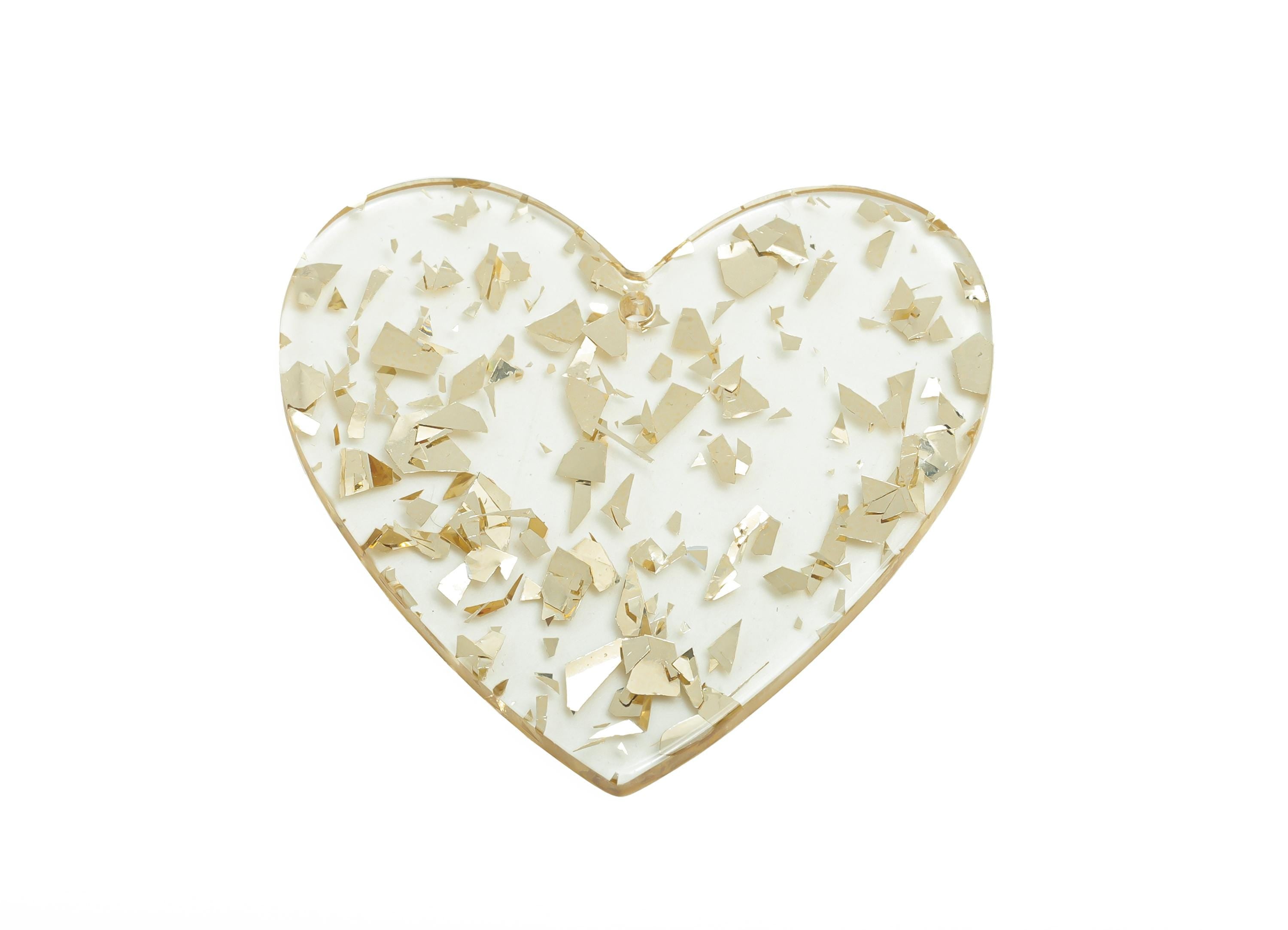 Acrylic Heart Earring Charms - Shimmering Heart Charms - Handmade Craft Supply - DIY Jewelry Accessory - 42.65x41.43x2.44mm - AC2684-A952 - DOMEDBAZAAR
