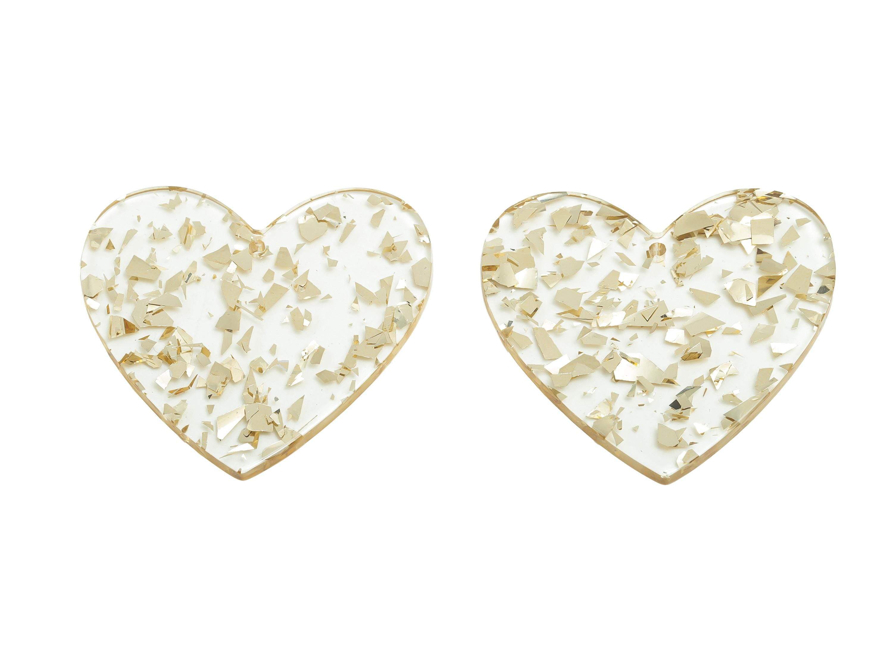 Acrylic Heart Earring Charms - Shimmering Heart Charms - Handmade Craft Supply - DIY Jewelry Accessory - 42.65x41.43x2.44mm - AC2684-A952 - DOMEDBAZAAR