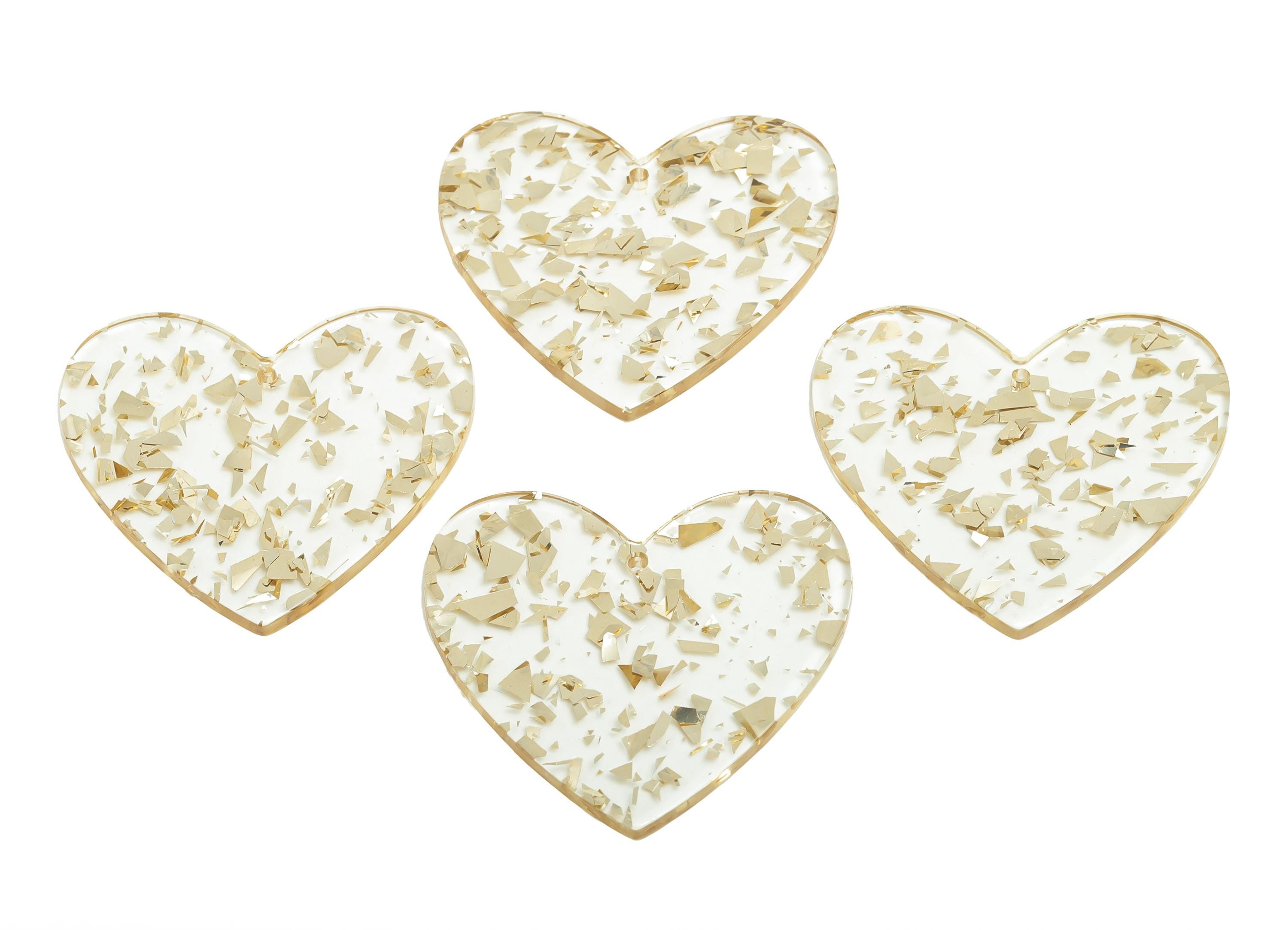 Acrylic Heart Earring Charms - Shimmering Heart Charms - Handmade Craft Supply - DIY Jewelry Accessory - 42.65x41.43x2.44mm - AC2684-A952 - DOMEDBAZAAR