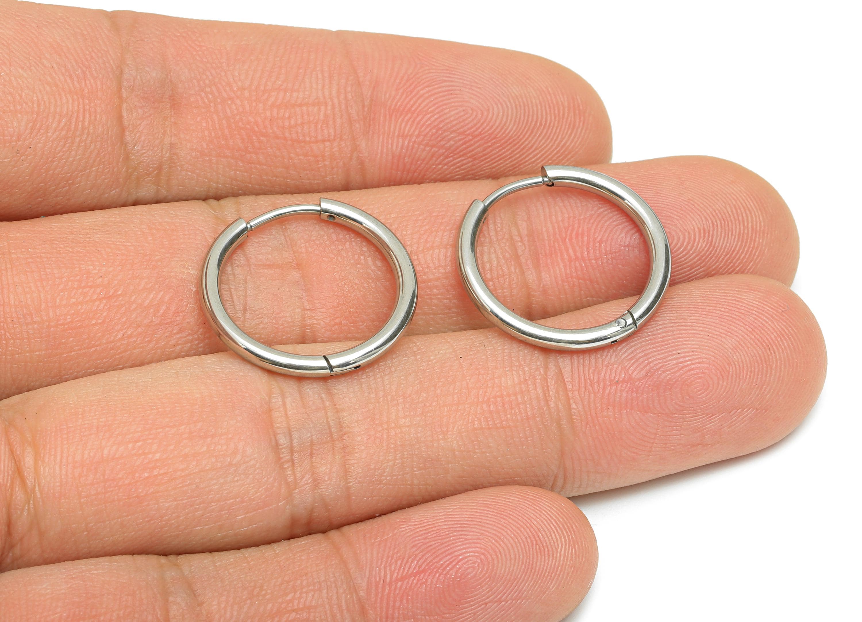 2*16mm Stainless Steel Hoop Earring - Minimalist Huggie Hoop Earring - Classic Clasp Hoop Earring - Everyday Wear - 20x20x2mm - SS1717-16 - DOMEDBAZAAR