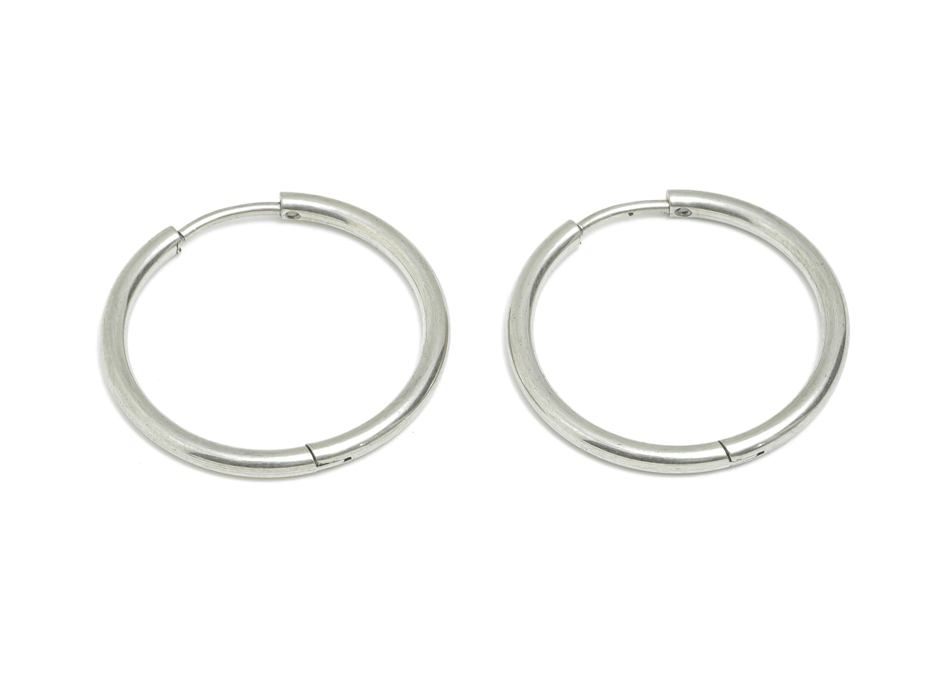 2*20mm Stainless Steel Hoop Earring - Minimalist Huggie Hoop Earring - Classic Clasp Hoop Earring - Everyday Wear - 24x24x2mm - SS1717-20 - DOMEDBAZAAR