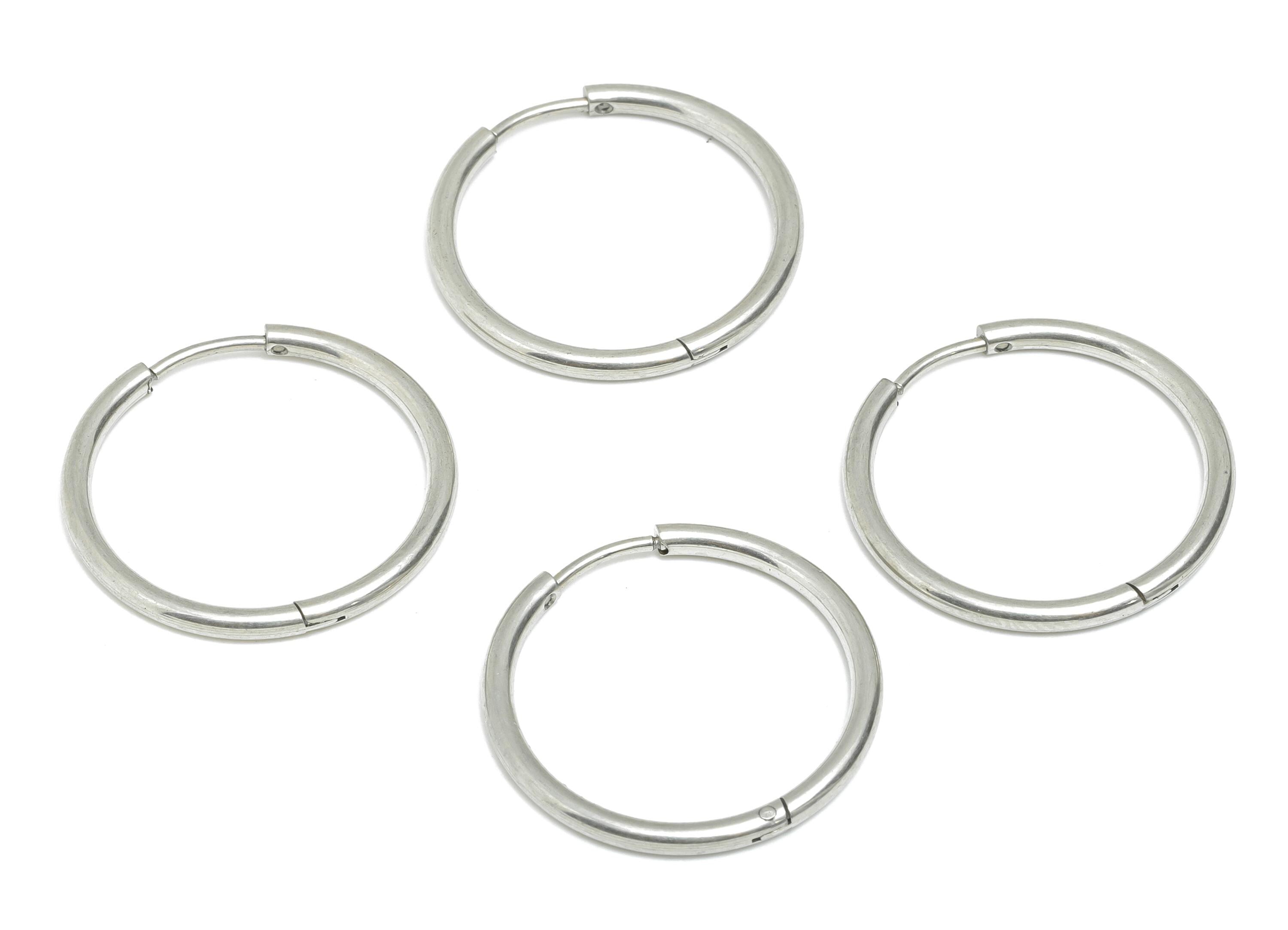 2*20mm Stainless Steel Hoop Earring - Minimalist Huggie Hoop Earring - Classic Clasp Hoop Earring - Everyday Wear - 24x24x2mm - SS1717-20 - DOMEDBAZAAR