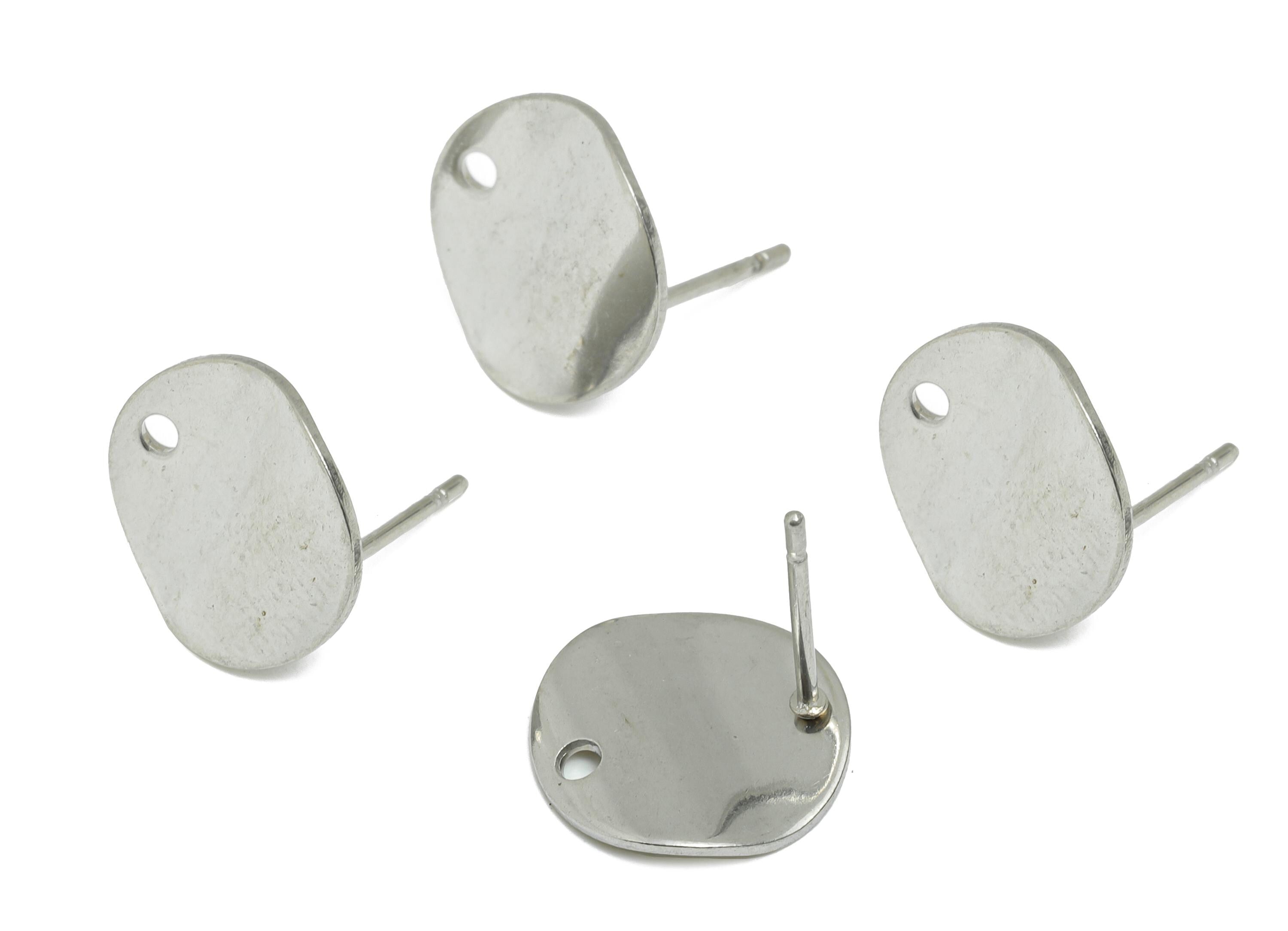 Stainless Steel Round Stud Earring - Minimalist Circle Earring With Hole - Wavy Earring Post  - DIY Earring Components - 12x12x0.8mm -SS1712
