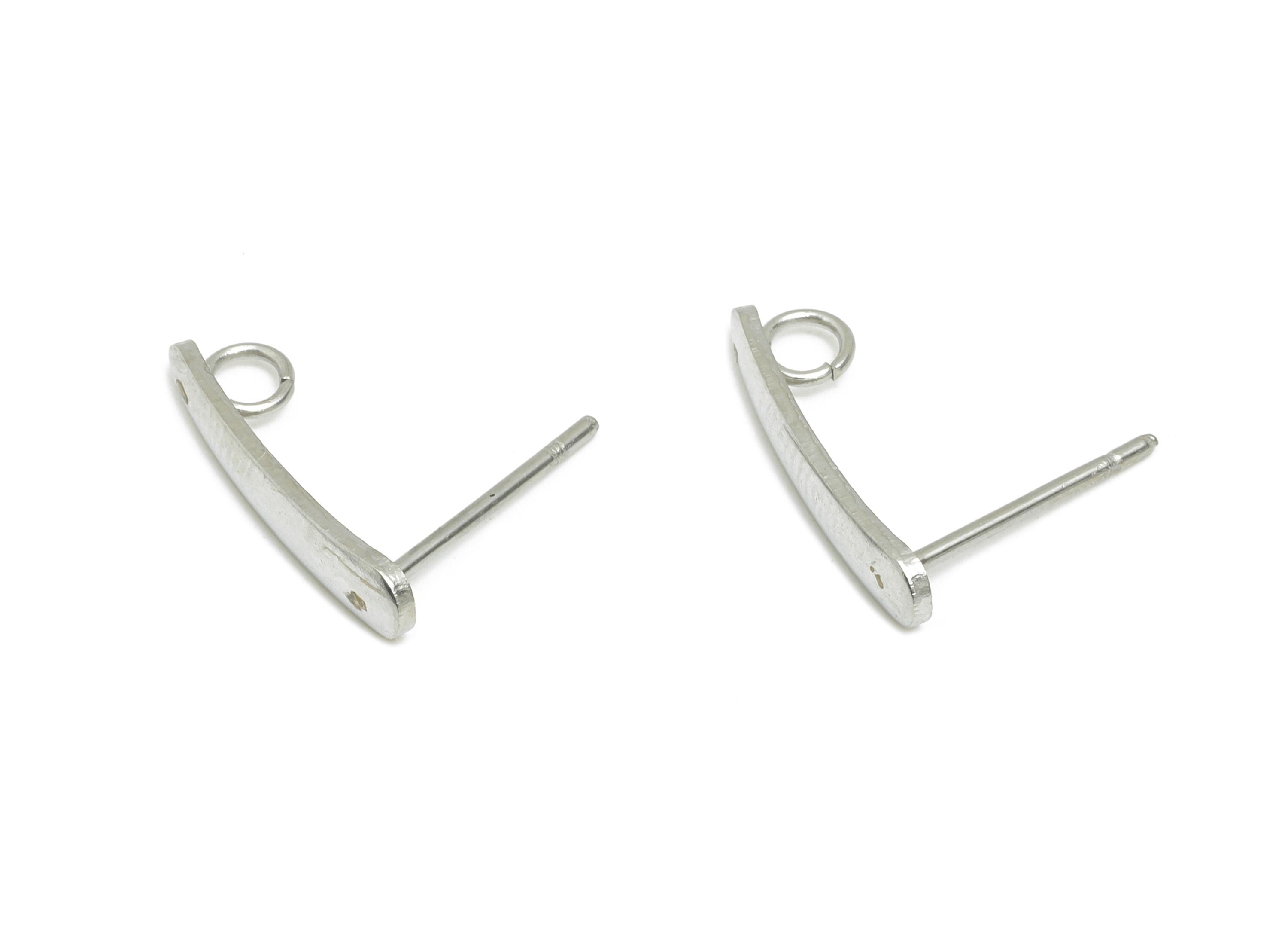 Steel Curved Bar Stud Earrings - Minimalist Earring With Hole - Modern Geometric Earrings - Contemporary Earring Base - 15x3x0.8mm - SS1711 - DOMEDBAZAAR