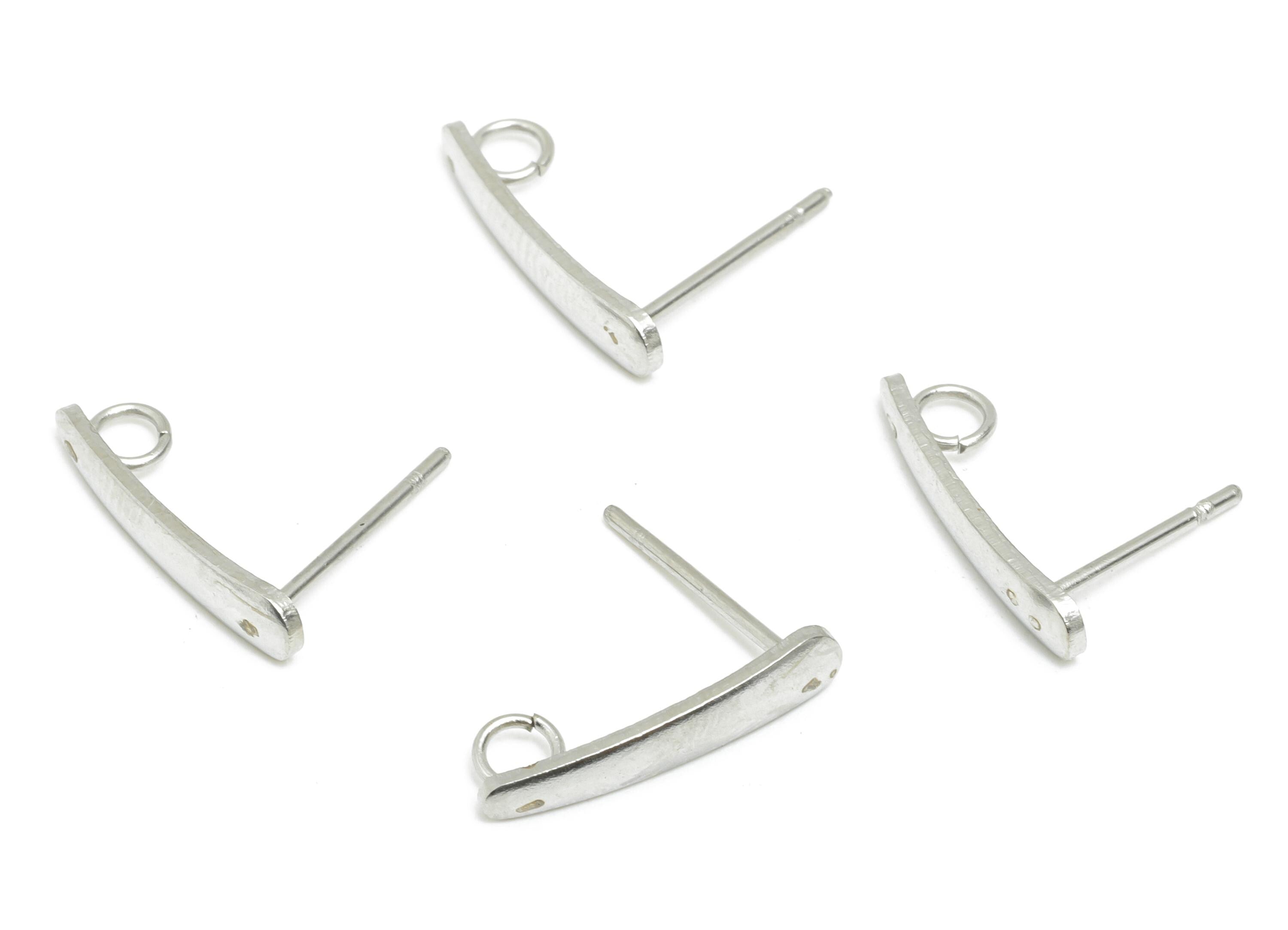 Steel Curved Bar Stud Earrings - Minimalist Earring With Hole - Modern Geometric Earrings - Contemporary Earring Base - 15x3x0.8mm - SS1711 - DOMEDBAZAAR