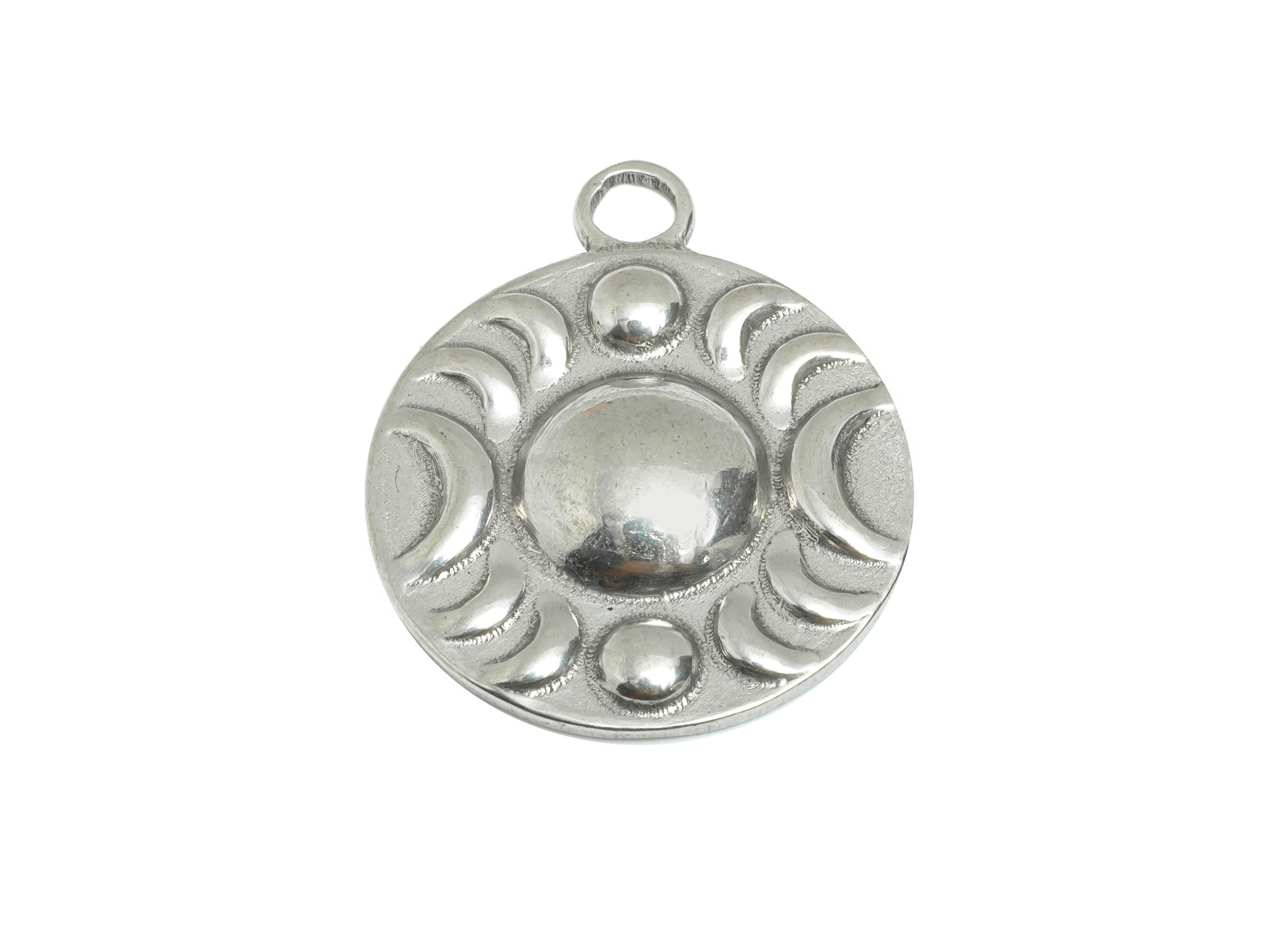 Steel Moon Phase Charms- Detailed Celestial Moon Charms - Round Cosmic Pendant - Steel Findings - Jewelry Component - 24x20x3mm -SS2119 - DOMEDBAZAAR