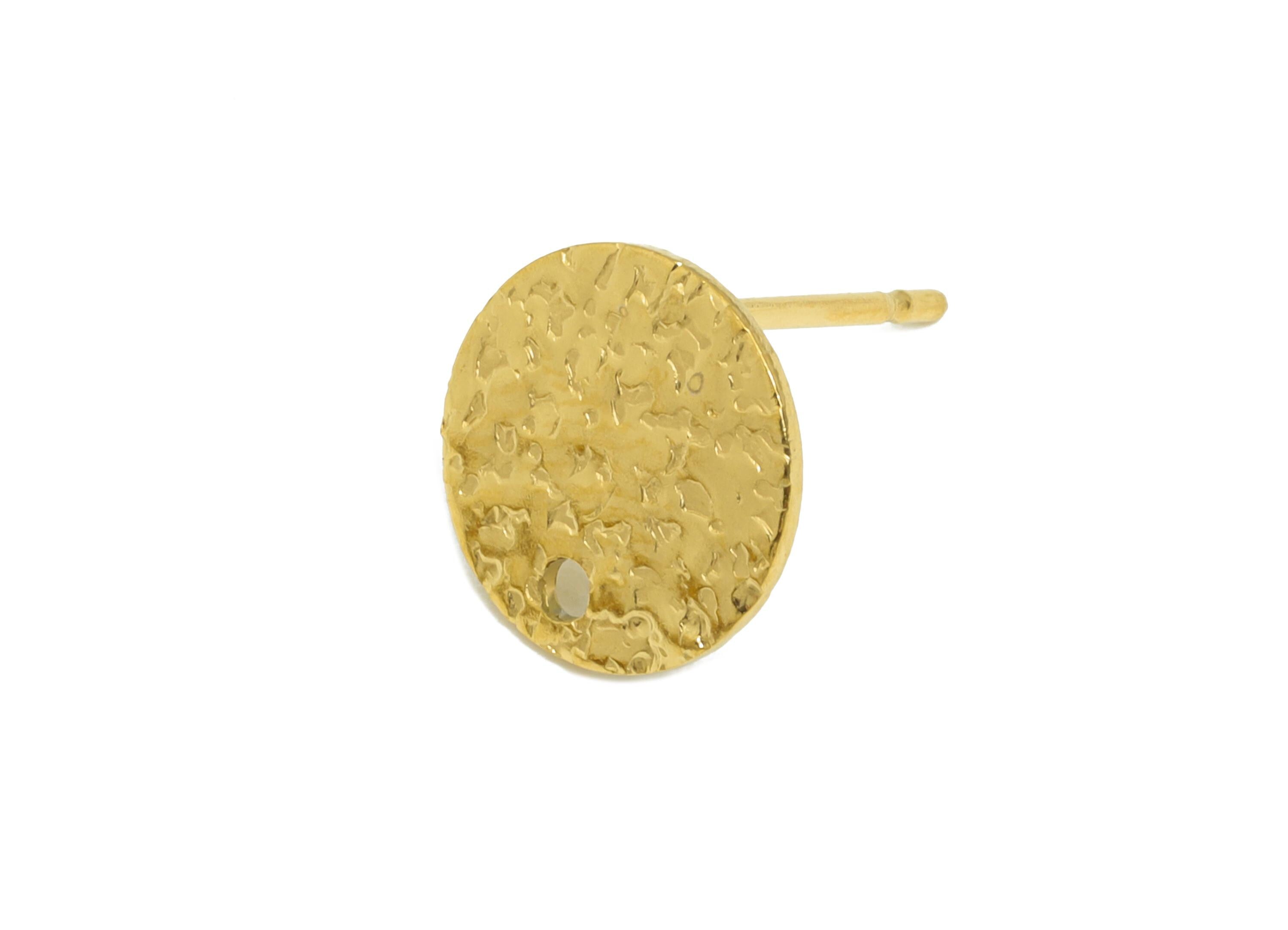 Textured Steel Stud Earrings - Round Disc Earring Base - Crafting Accessories for Earrings - Modern Earring Studs - 10x10x0.8mm - SS1714G - DOMEDBAZAAR