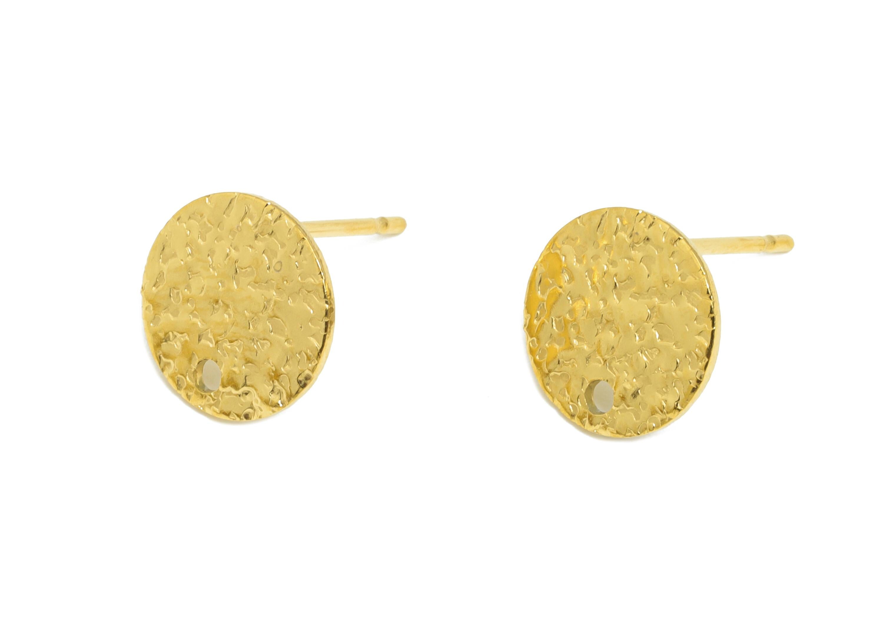 Textured Steel Stud Earrings - Round Disc Earring Base - Crafting Accessories for Earrings - Modern Earring Studs - 10x10x0.8mm - SS1714G - DOMEDBAZAAR
