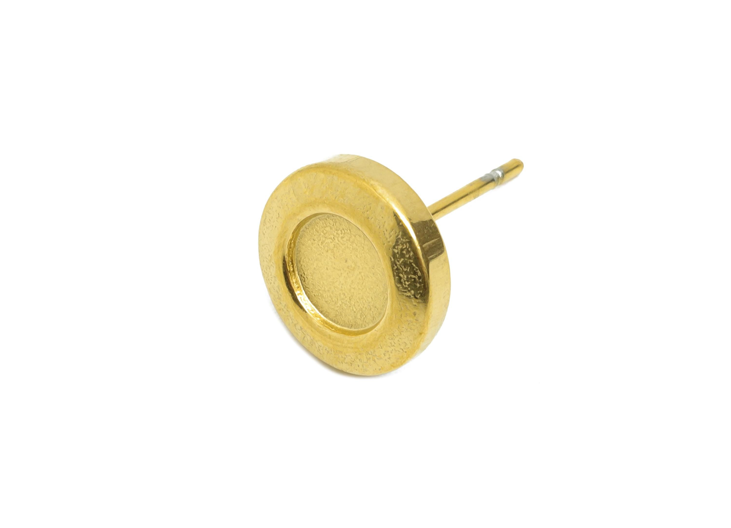 DIY Resin Earring Stud - Small Round Bezel Stud Earring - Cabochon Stud Earrings for Crafting - Handmade Tiny Stud Earring-10x10x2mm-SS2175G - DOMEDBAZAAR