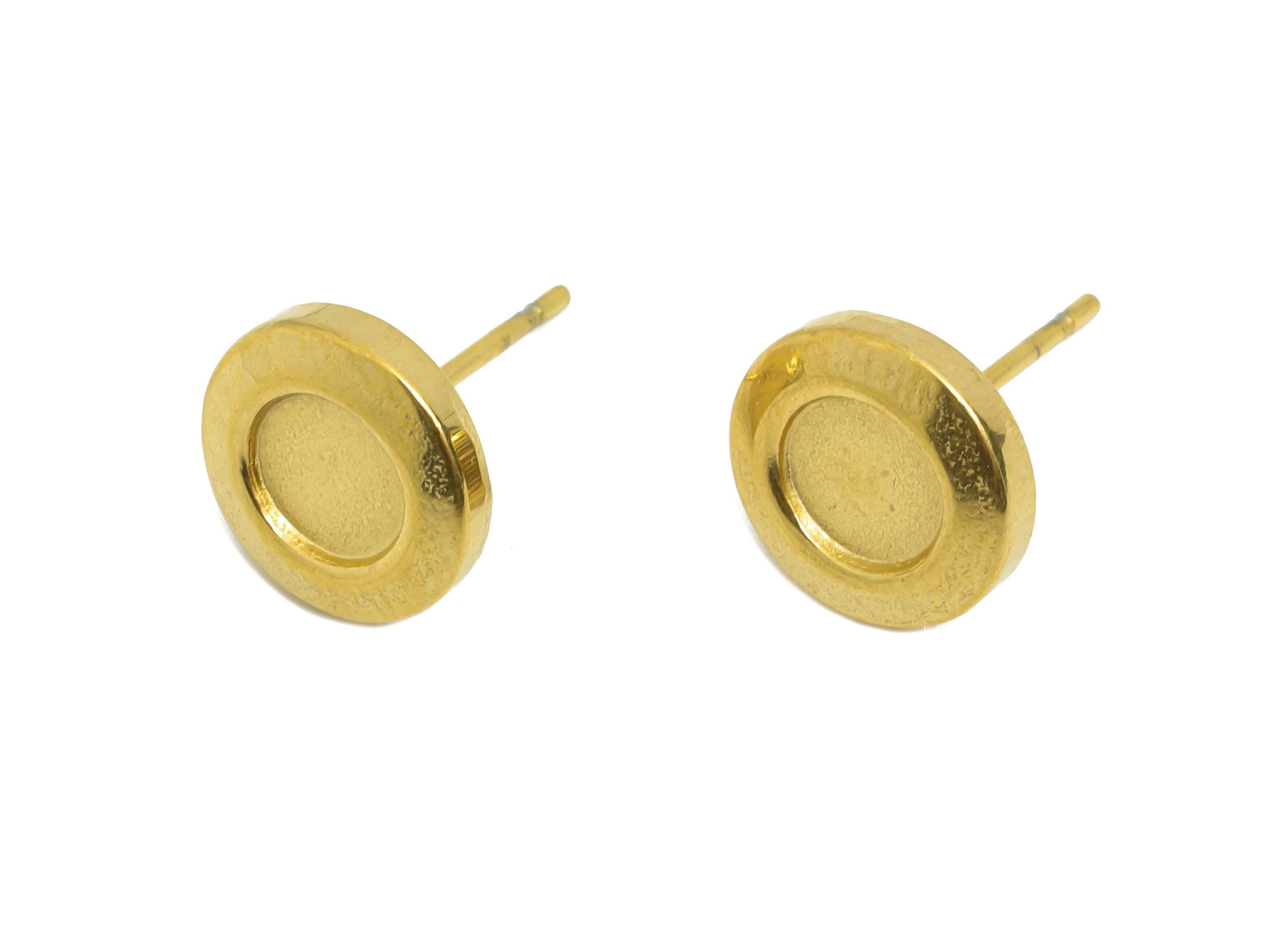 DIY Resin Earring Stud - Small Round Bezel Stud Earring - Cabochon Stud Earrings for Crafting - Handmade Tiny Stud Earring-10x10x2mm-SS2175G - DOMEDBAZAAR