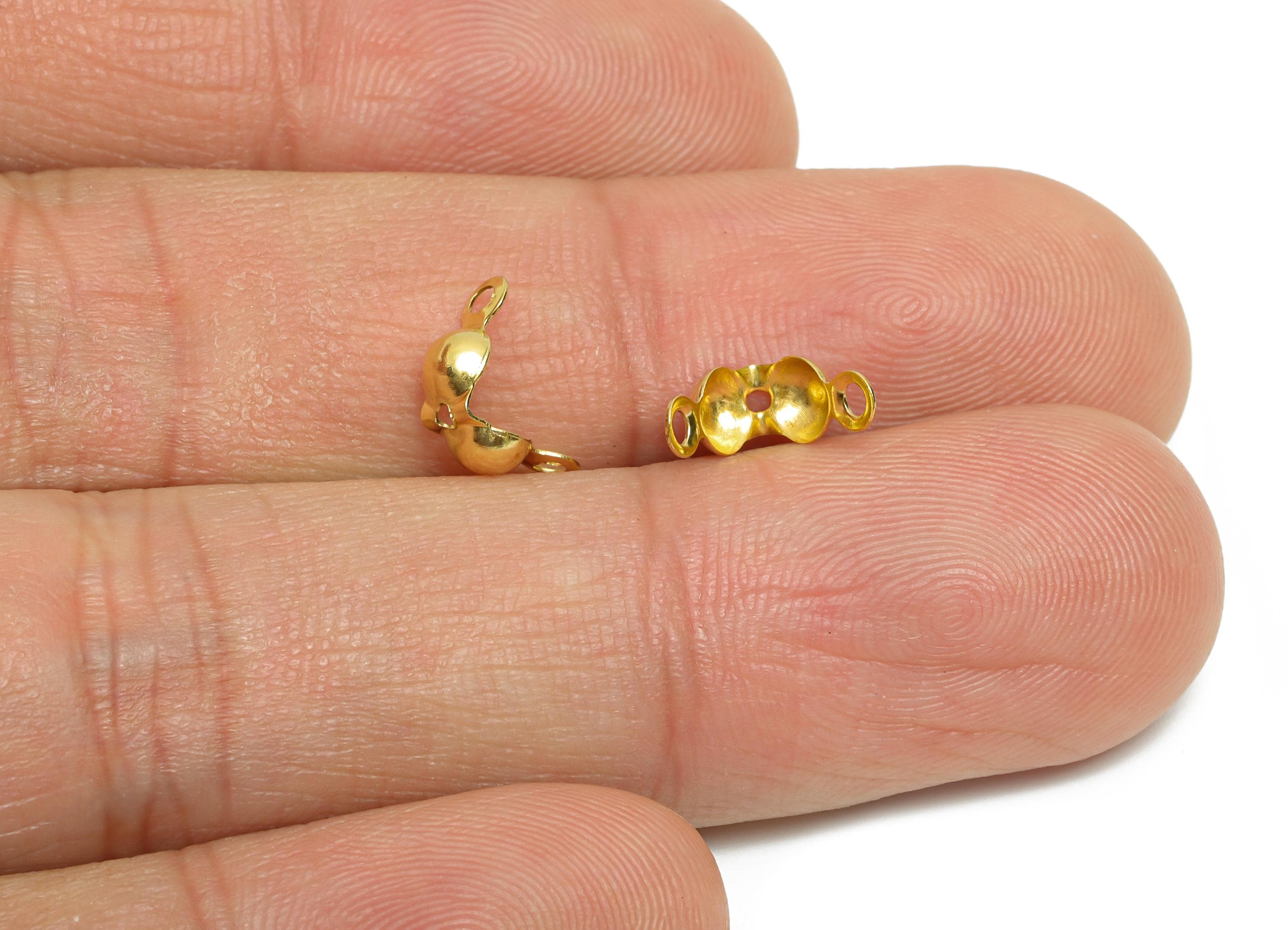 4mm Ball Chain Clasp - Raw Brass Chain Clasps - Crimp End Cap - Crimp Cover Beads - Cord Ends for Necklace Bracelet - 14.9x4x1.7mm - PP11233 - DOMEDBAZAAR