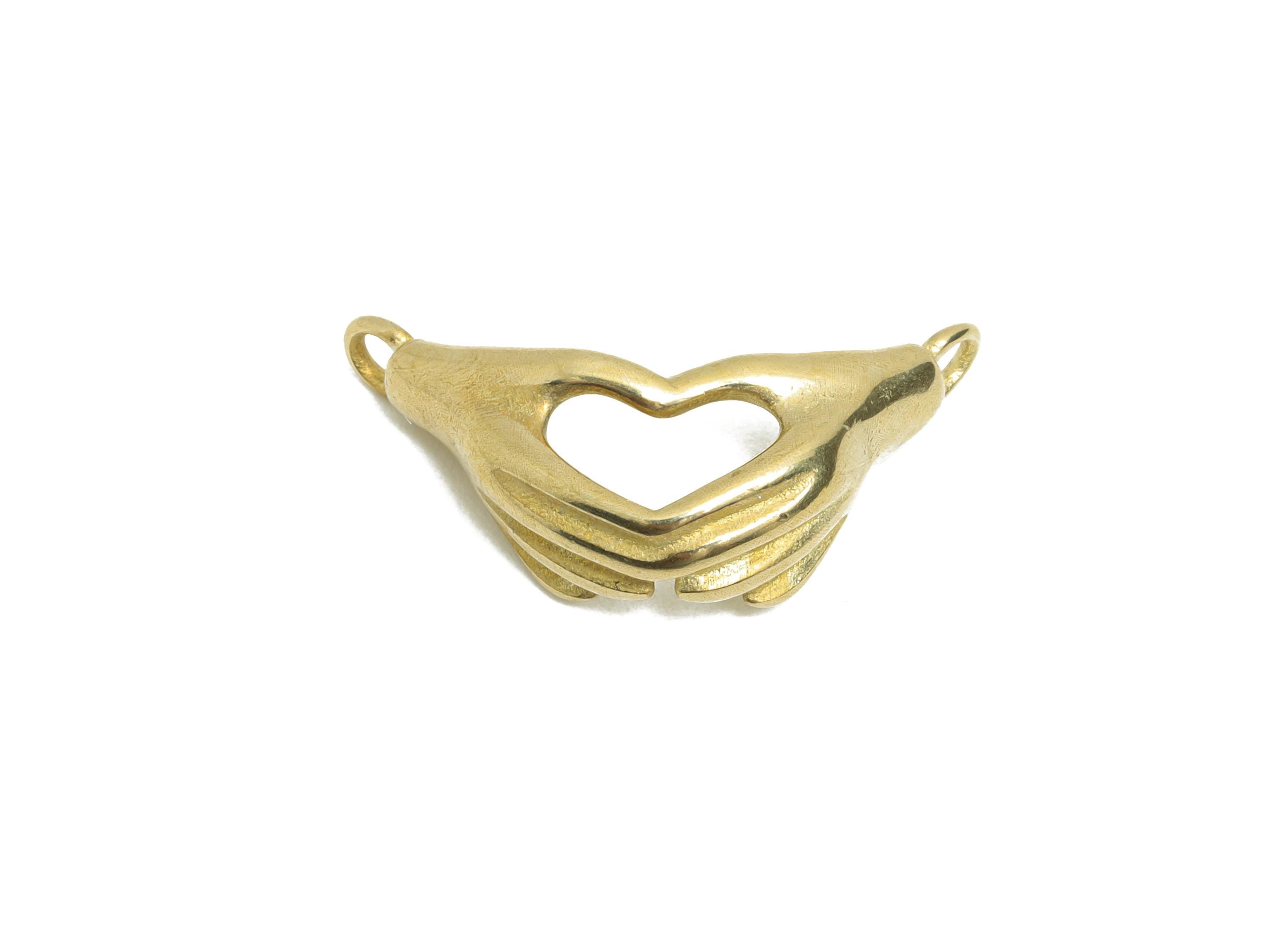 Brass Hands Holding Heart Connector - Raw Brass Romantic Gold Bracelet Link - Brass Friendship Hands Jewelry Connector - 21x11x1mm - PP11230 - DOMEDBAZAAR