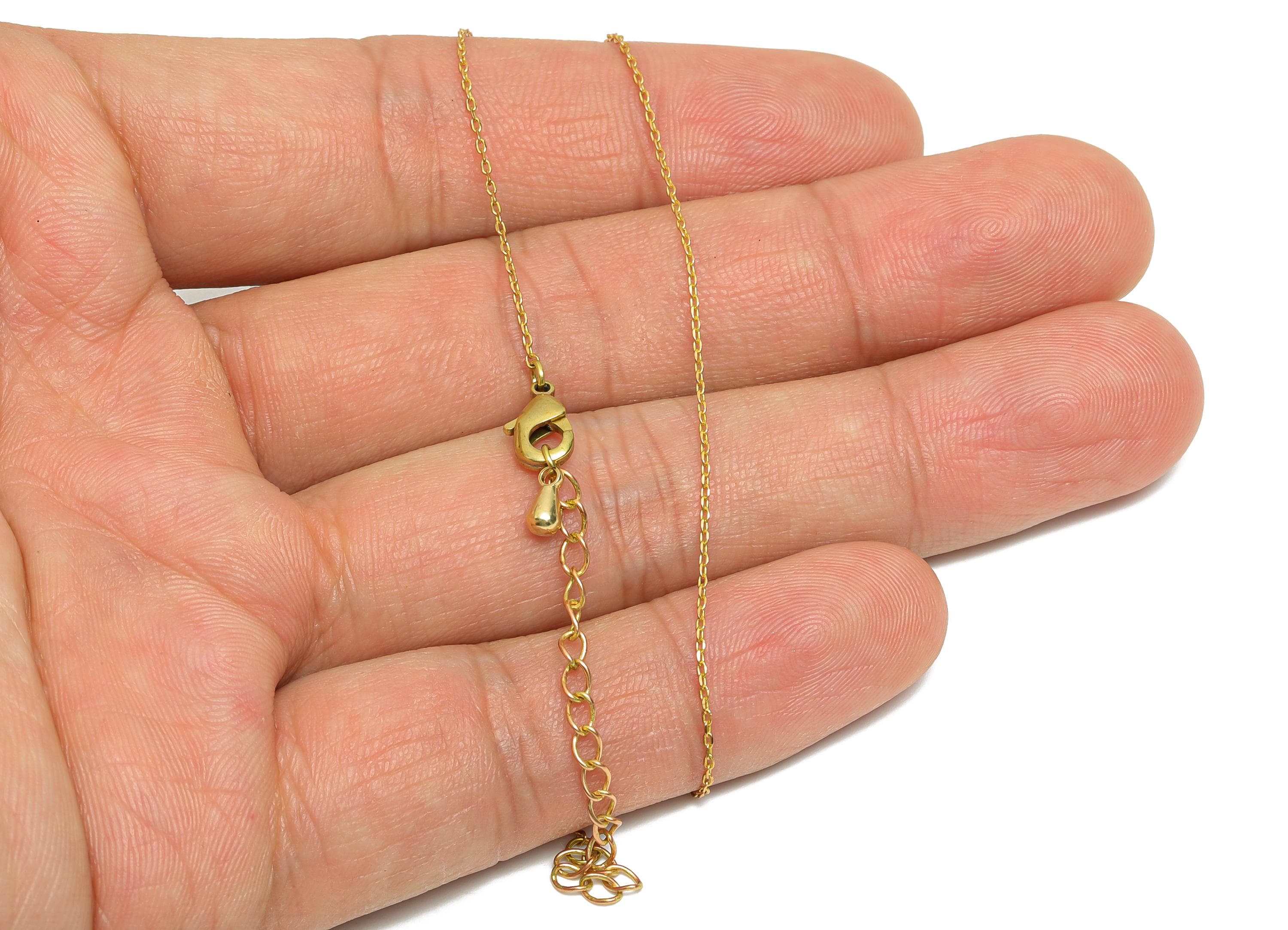 40+5cm Finished Cable Chain - Faceted Cable Chain - Raw Brass Flat Cable Chain - Brass Dainty Cable Chain Necklace - 4.8x3x2.52mm - PP11363 - DOMEDBAZAAR