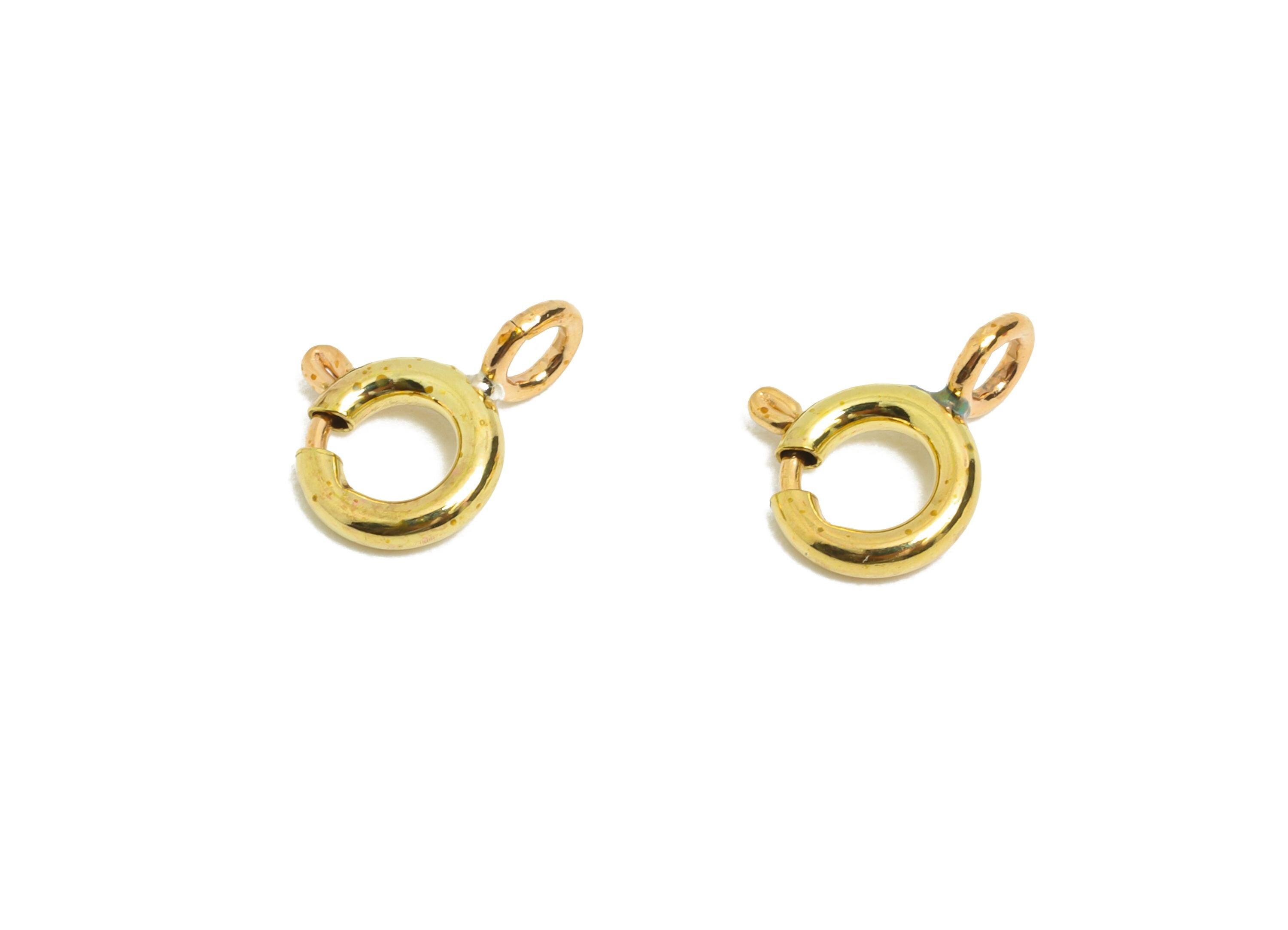 Brass Round Spring Ring Clasp - Spring Ring Clasp with Loop - Raw Brass 8mm Circle Trigger Clasp - Jewelry Making - 8.8x6.8x1mm - PP11222 - DOMEDBAZAAR