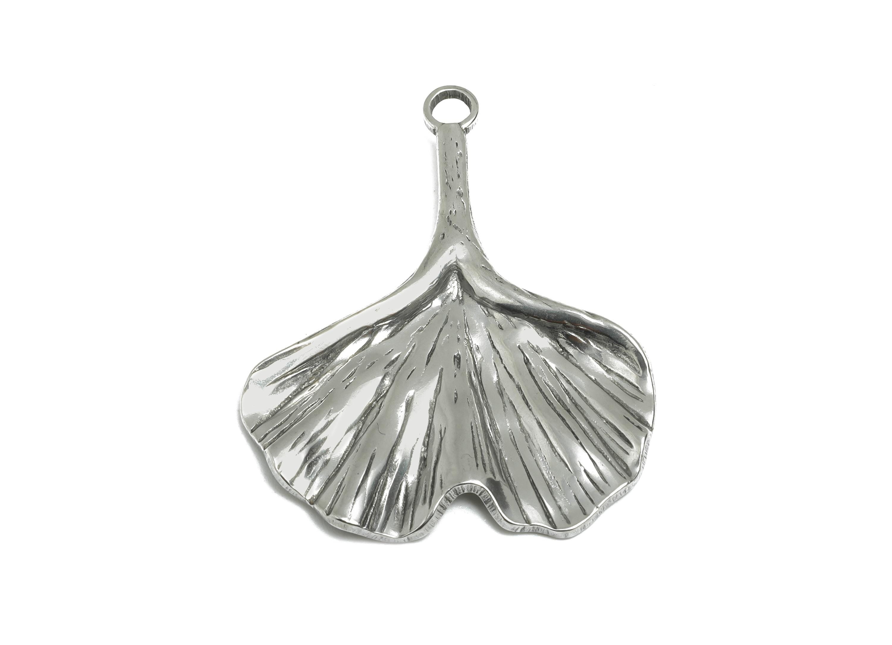 Steel Ginkgo Leaf Charms - Botanical Leaf Necklace Pendant - Nature-Inspired Accessories - Steel Jewelry DIY - 35.9x28.8x2.45mm - SS2114 - DOMEDBAZAAR